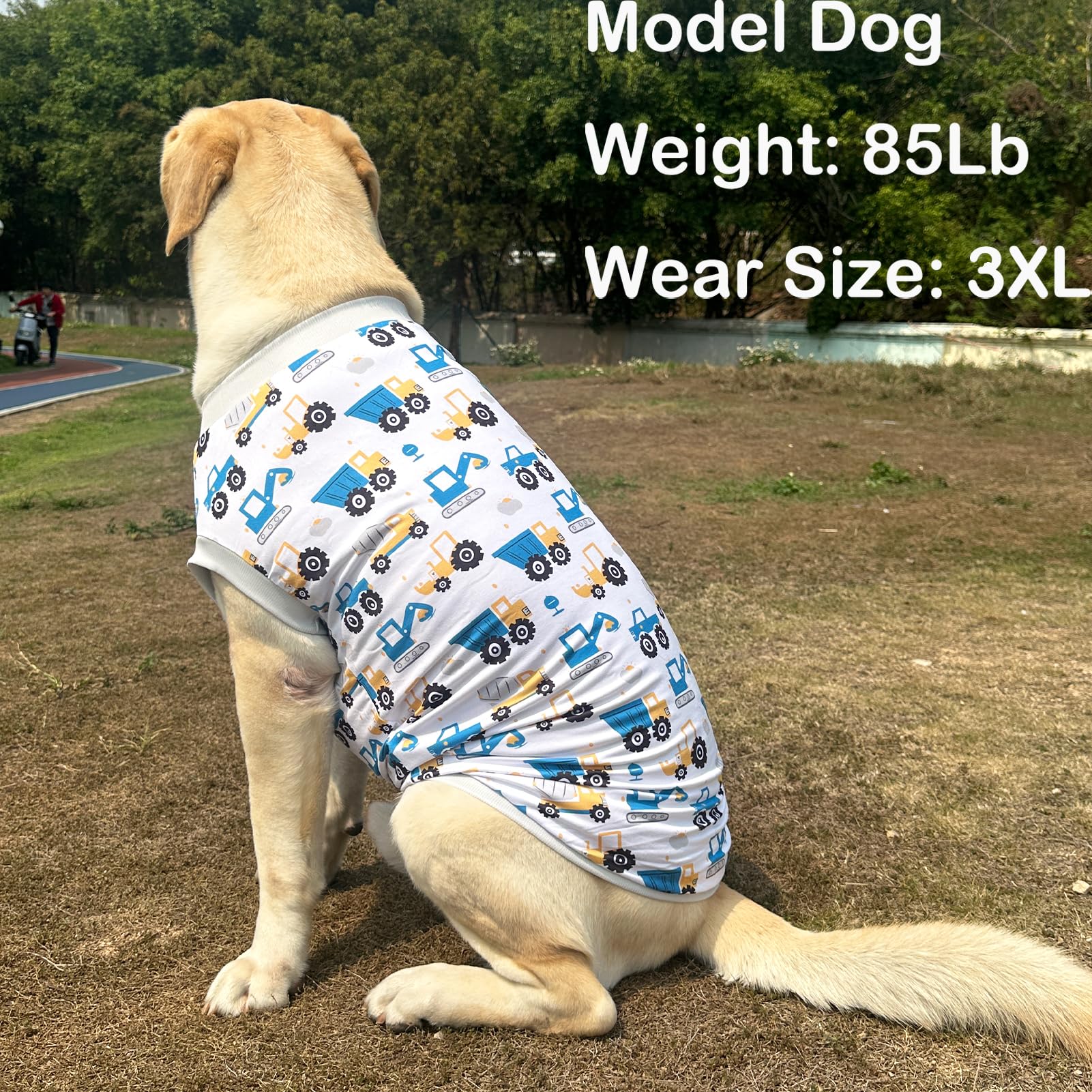 Dog Sleeveless T Shirt Excavator Prints Vest Shirt Soft Stretchy Summer Clothes For Large Dog Boys Girls Shirt X-Large,White