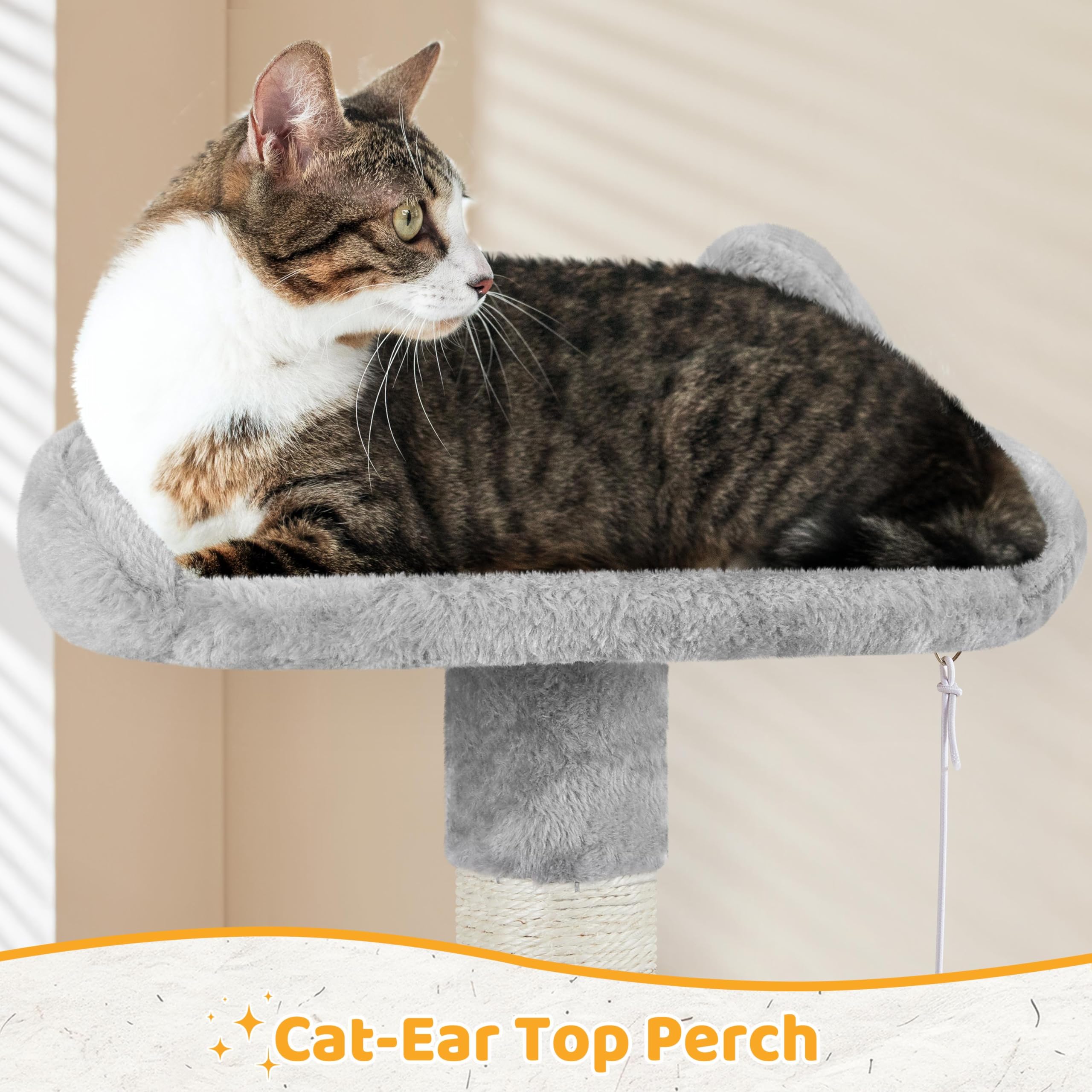 Topeakmart 51 Inch Cat Tree Tower, Multi-Level Pet House Furniture With Cat-Ear Perch, Funny Tunnel & Hammock, Scrctching Posts,