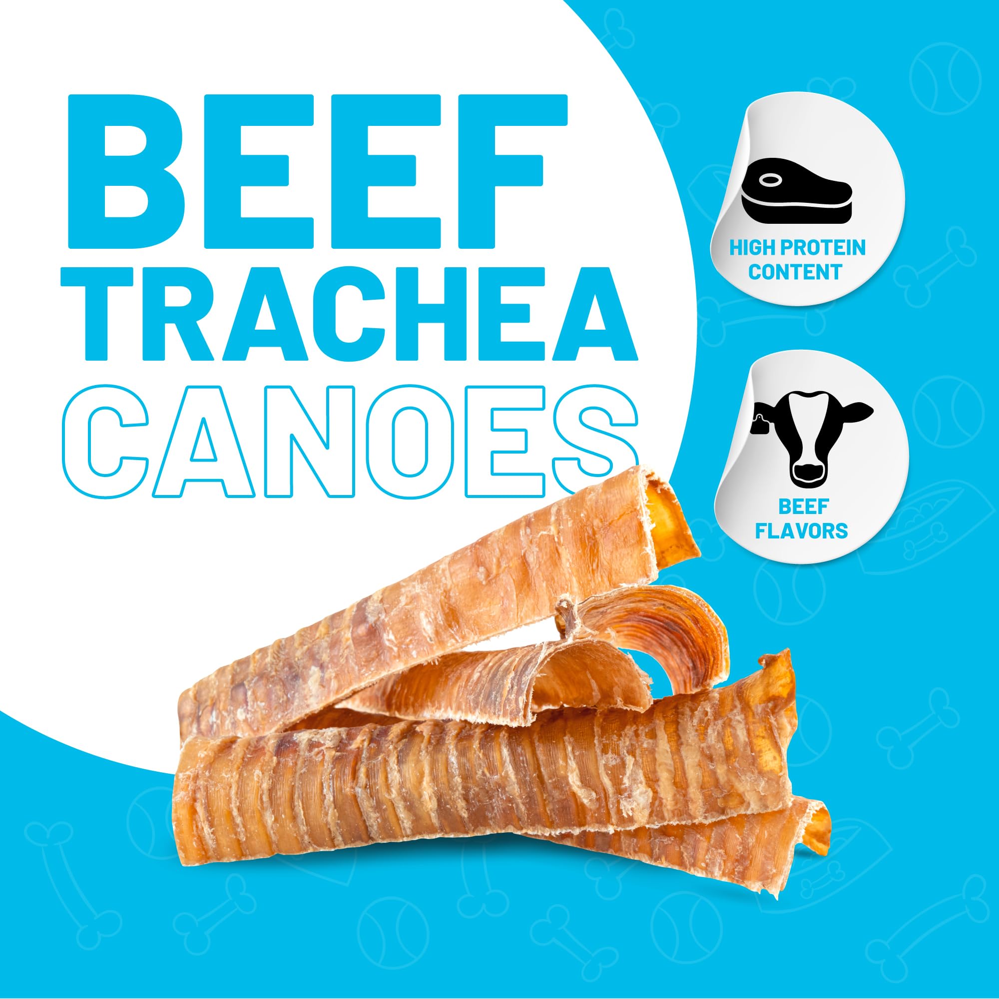 Sitka Farms Beef Split Trachea Canoe 6 - 20 Pieces - Dental Health Treat - Bone and Chews - 100% Natural Premium Dog Treat Long