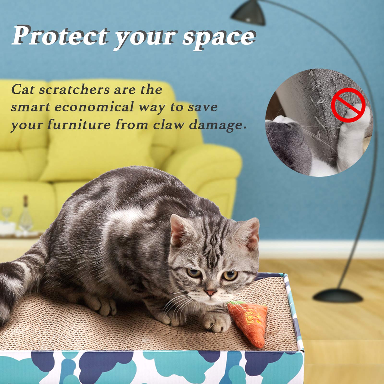 Peekab Cat Scratcher Cardboard Reversible Scratching Board Kitty Corrugated Scratching Pad Bed Catnip Included Xxl 3Pcs