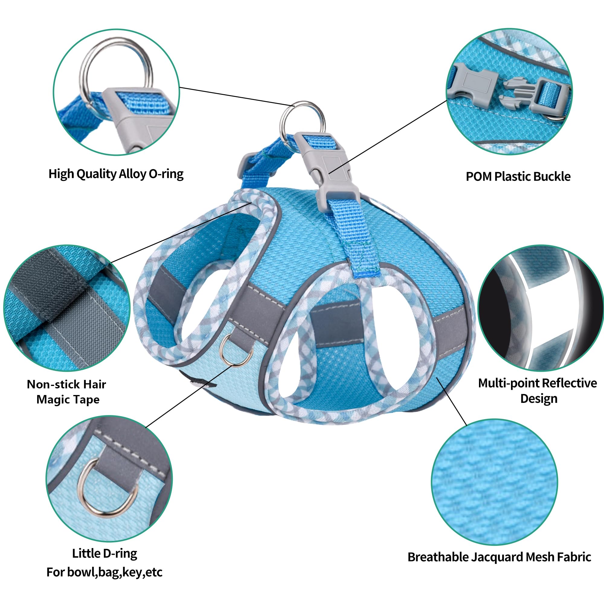 Aiitle Escape-Proof Dog Harness - Extra Soft Jacquard Fabric With Moisture-Wicking Lining, Adjustable Fit For Boston Terrier, Pe