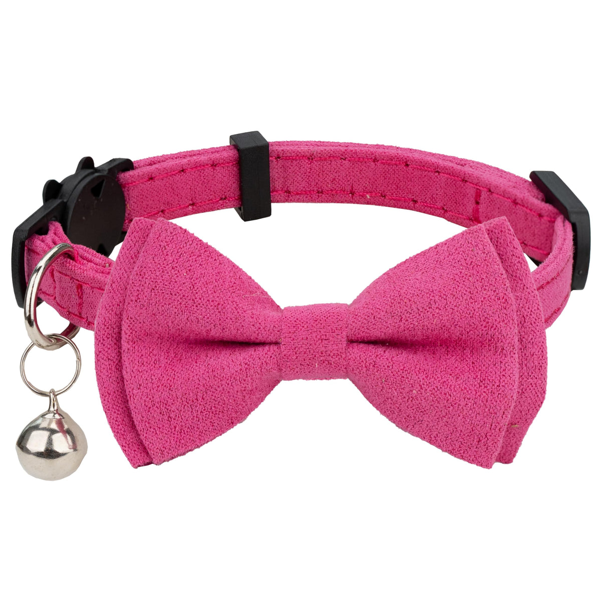 Gyapet Cat Collar With Bow Tie Bell Breakaway Kitten Small Pet Safety Solid Wedding Basic Pure Color Suede Soft Adjustable [1Pc]