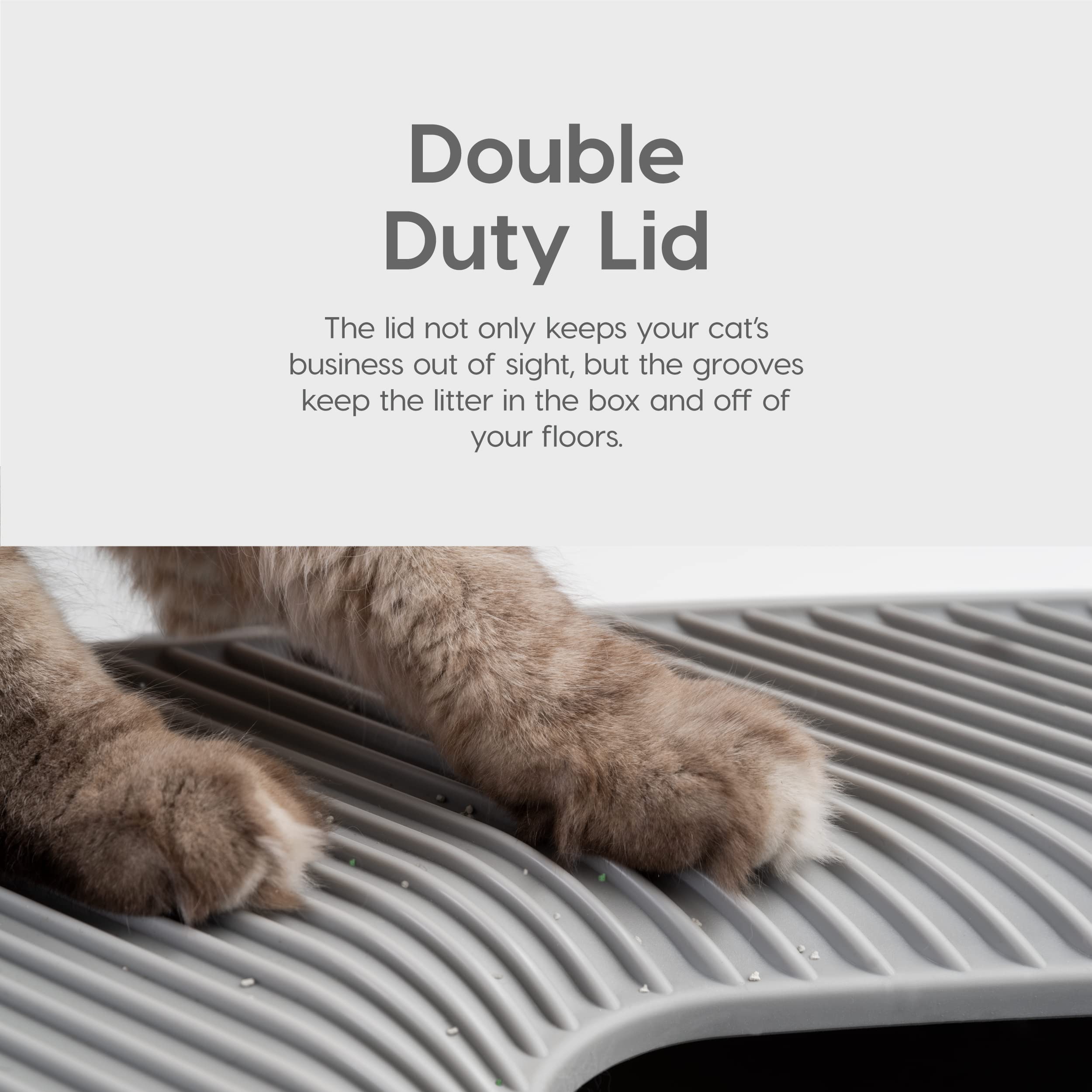 Iris Usa Premium Top Entry Cat Litter Box With Scoop, Square Enclosure For Cat And Kitty, Gray