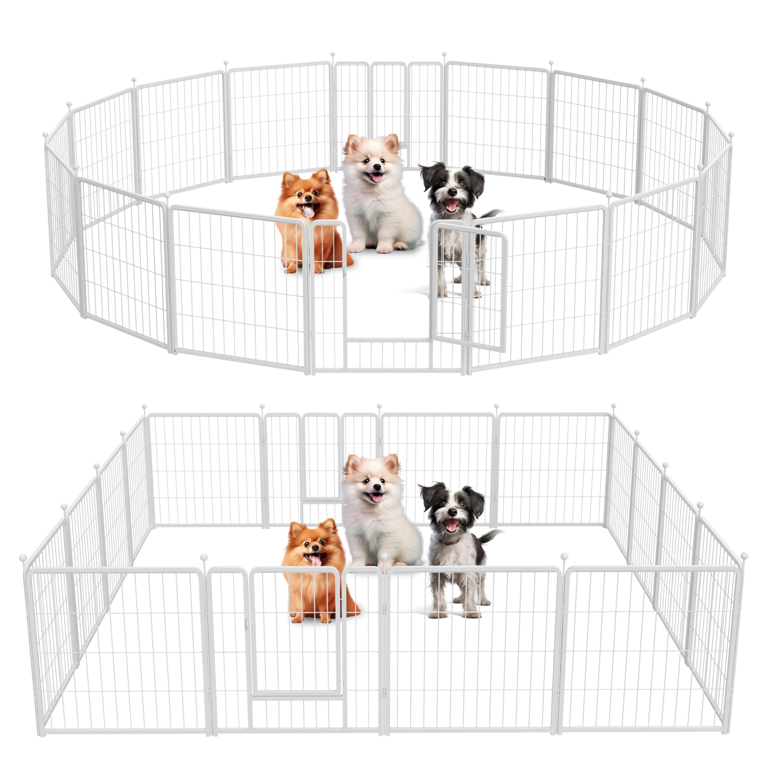 Simple Deluxe Dog Playpen, 24 Height 16 Panels Fence with Anti-Rust Coating, Metal Heavy Portable Foldable Dog Pen for Small/Med