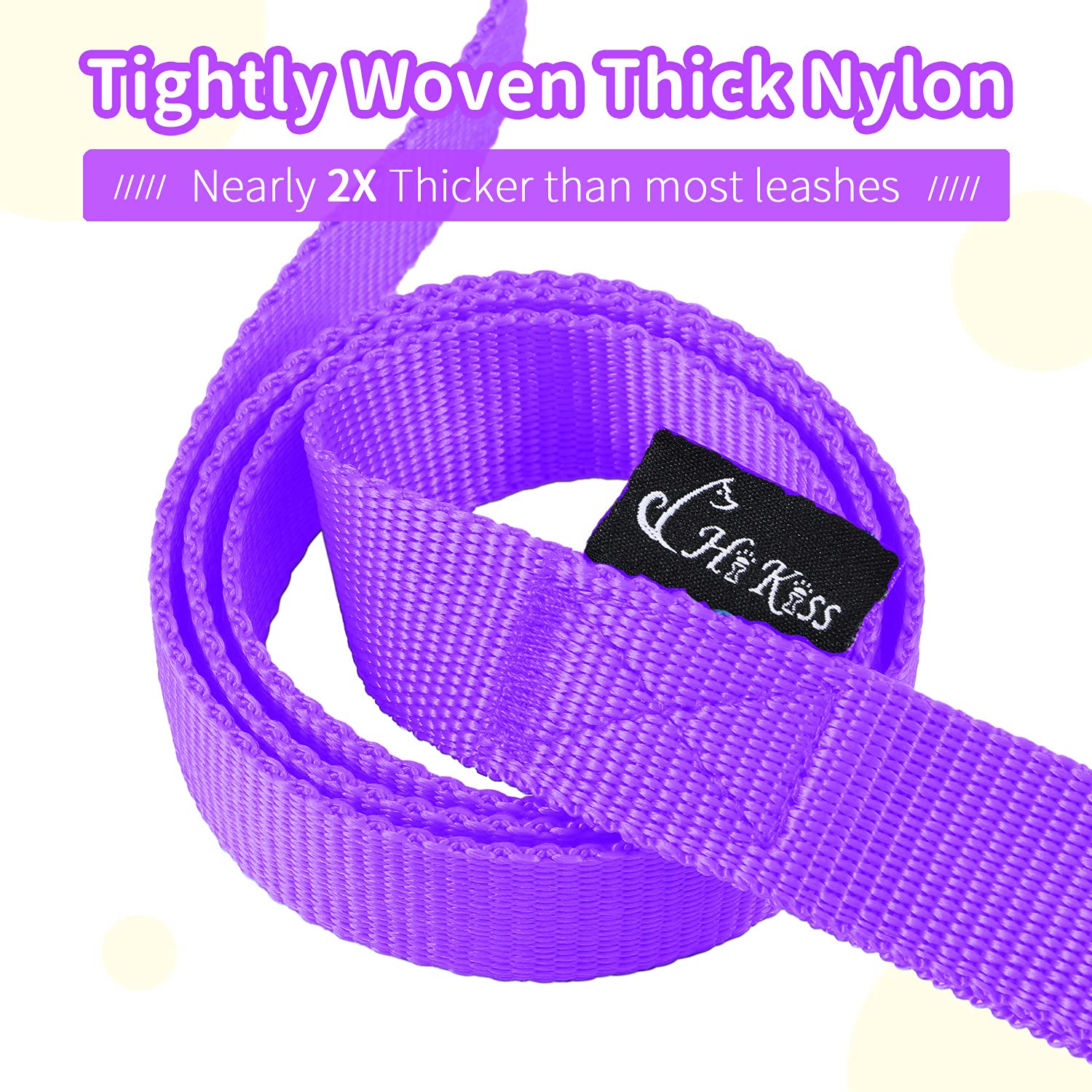 Hikiss Long Dog Leash Obedience Recall Training Agility Lead With Thickening Material For Large Dog - 15Ft 20Ft 30Ft 50Ft 100Ft Training Leash(Purple 15Ft)