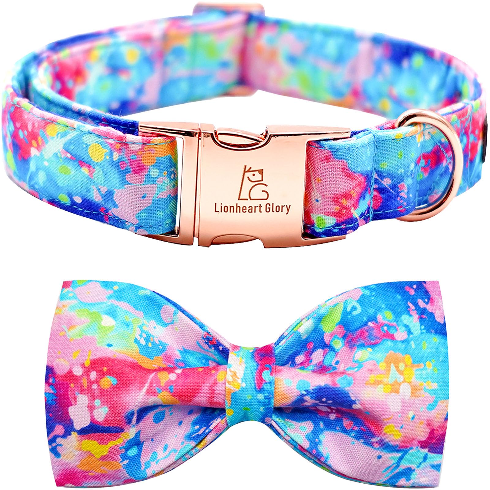 Lionheart Glory Dog Collar, Colorful Dog Collar With Bow, Bowtie Collar Cute Pet Collar Gift For Small Medium Large Dog