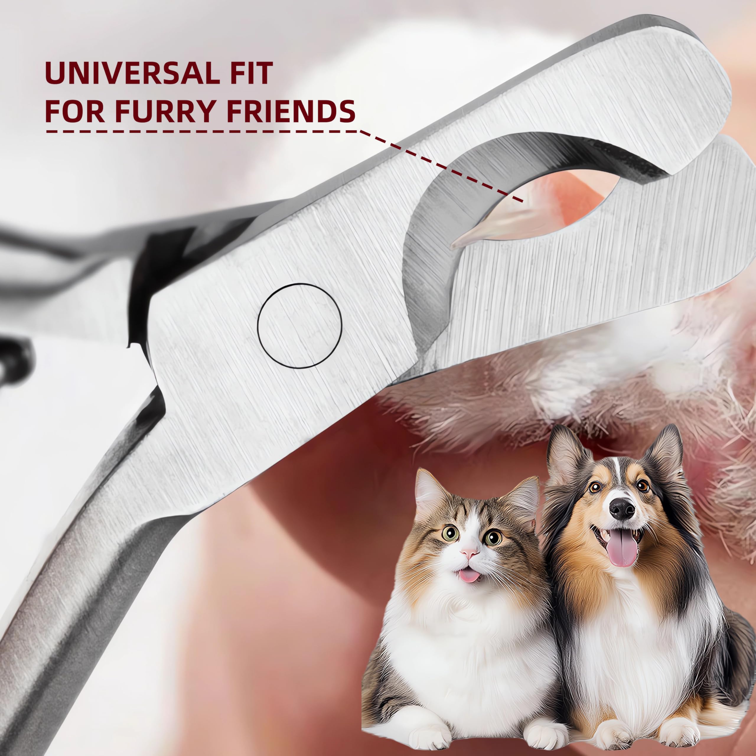 Professional Pet Nail Clippers With Safety Guard Nail File 2-In-1 Wide Open Grooming Tool For Dogs & Cats, Sharp Stainless Steel