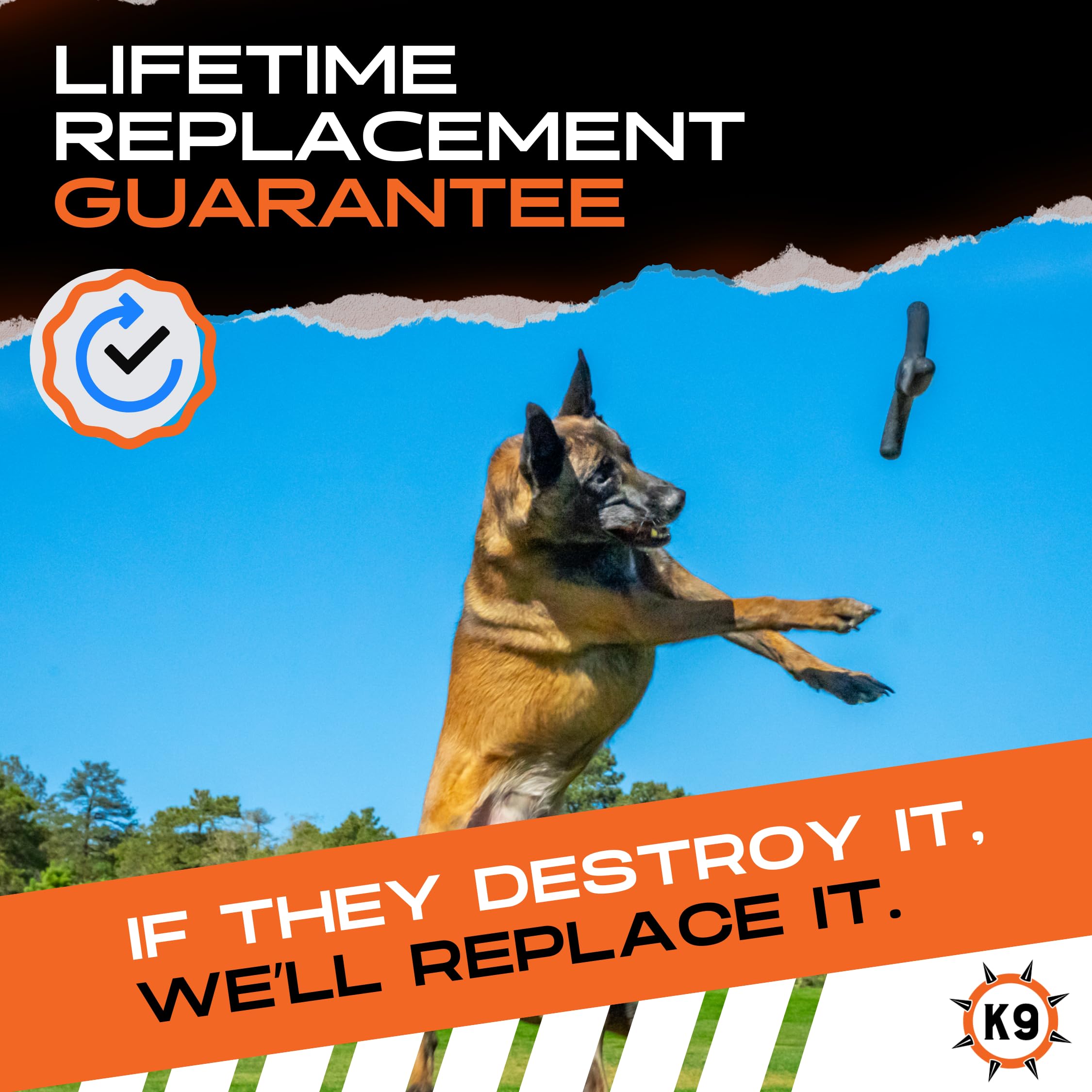 Monster K9 Dog Toys - Ultra Durable Boomerang - Lifetime Replacement Guarantee - For Medium & Large Dogs - Aggressive Chewers