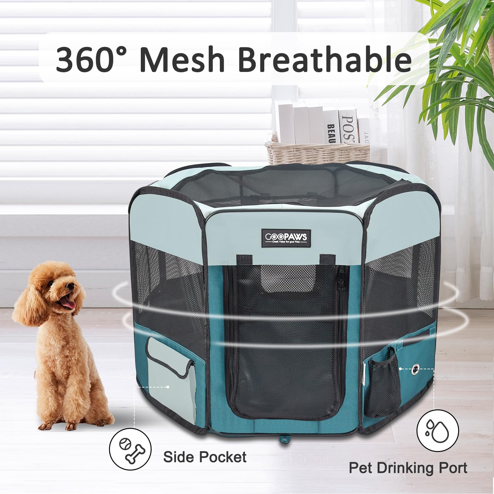 Jespet Pet Dog Playpens 36'', 45'' & 61'' Portable Soft Dog Exercise Pen Kennel With Carry Bag For Puppy Cats Kittens Rabbits, I