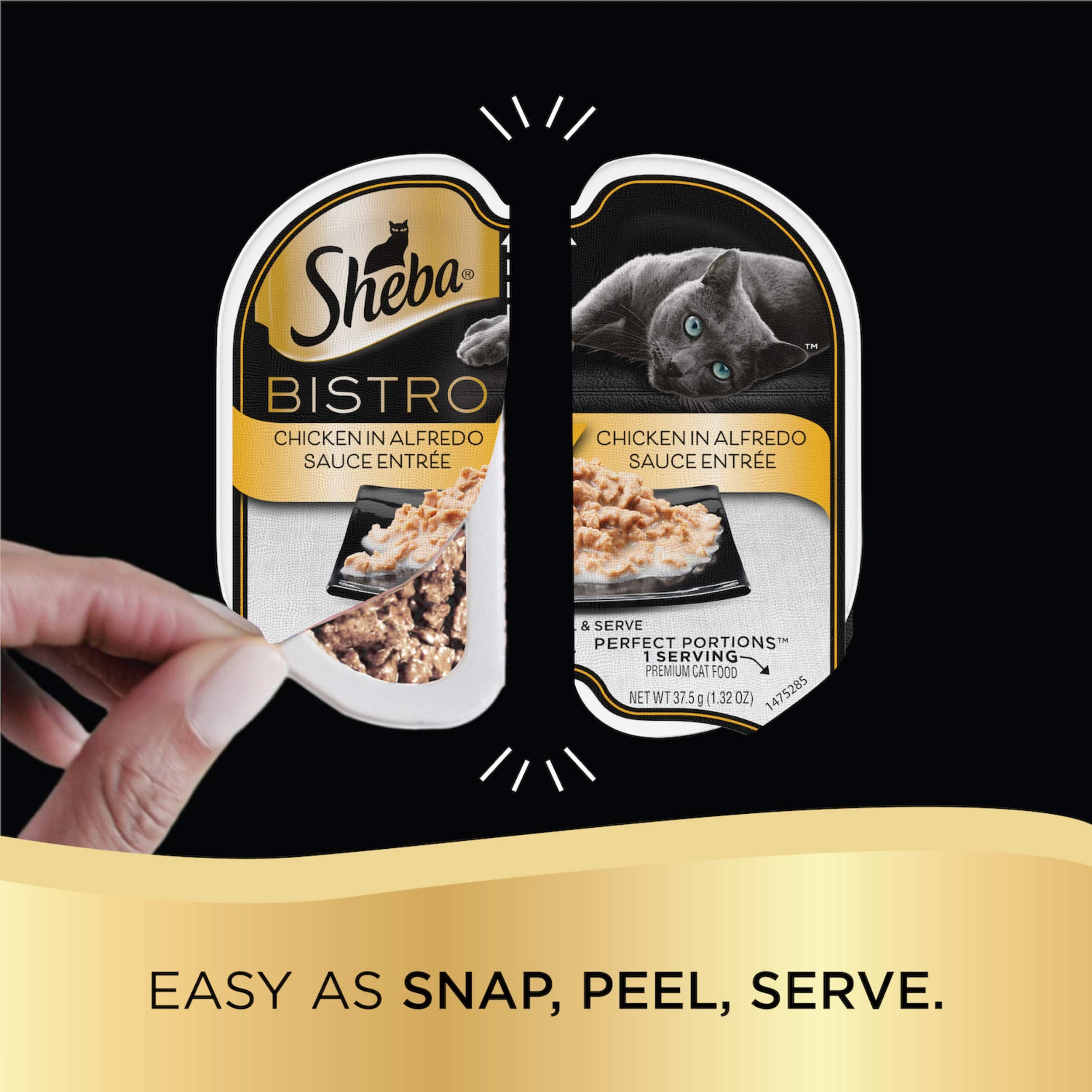 Sheba Perfect PORTIONS Bistro Wet Cat Food Trays (12 Count, 24 Servings), Chicken in Alfredo Sauce and Salmon in Creamy Sauce En