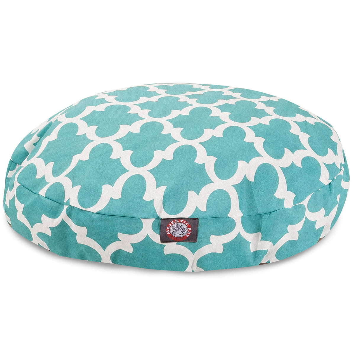 Teal Trellis Large Round Indoor Outdoor Pet Dog Bed With Removable Washable Cover By Majestic Pet Products