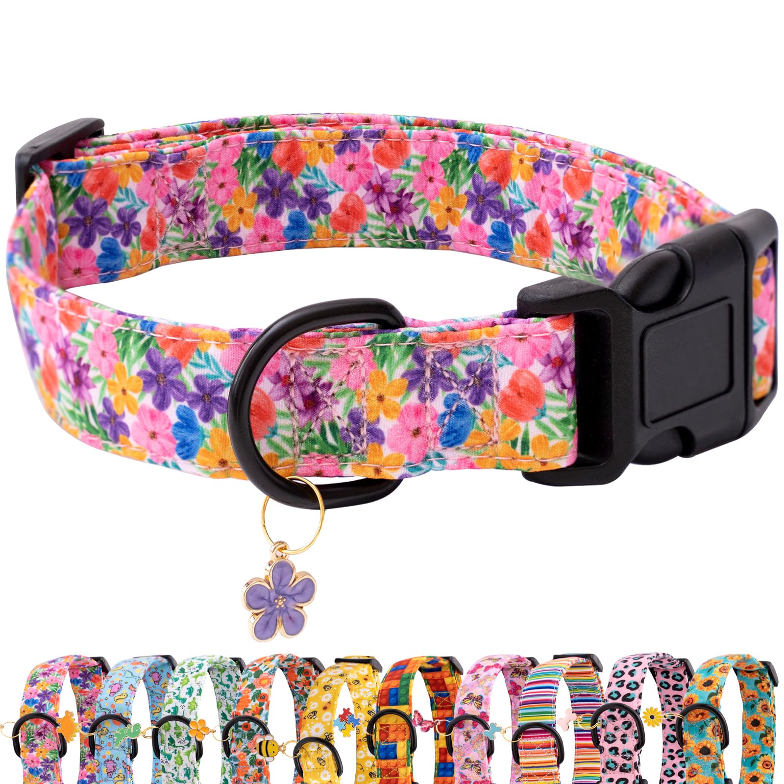 Faygarsle Dog Collar For Small Medium Large Dogs Cute Puppy Collars For Female Dogs Floral Patterned Pet Collars For Summer Spri