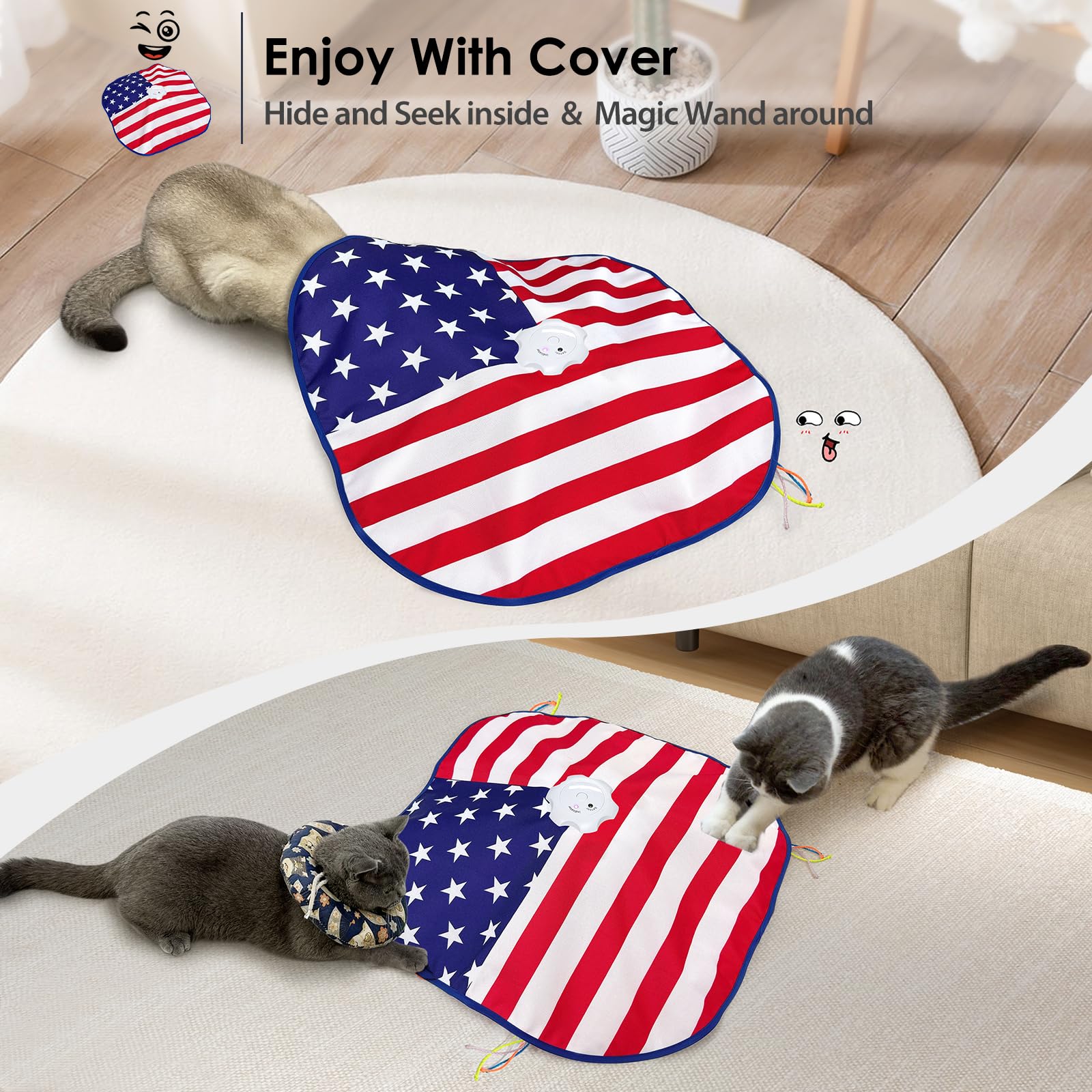 Orsda Interactive Cat Toys For Indoor, 4 In 1 Automatic Cat Toy For Kitten, Rechargeable Smart Teaser Toys, Moving Ambush Feathe