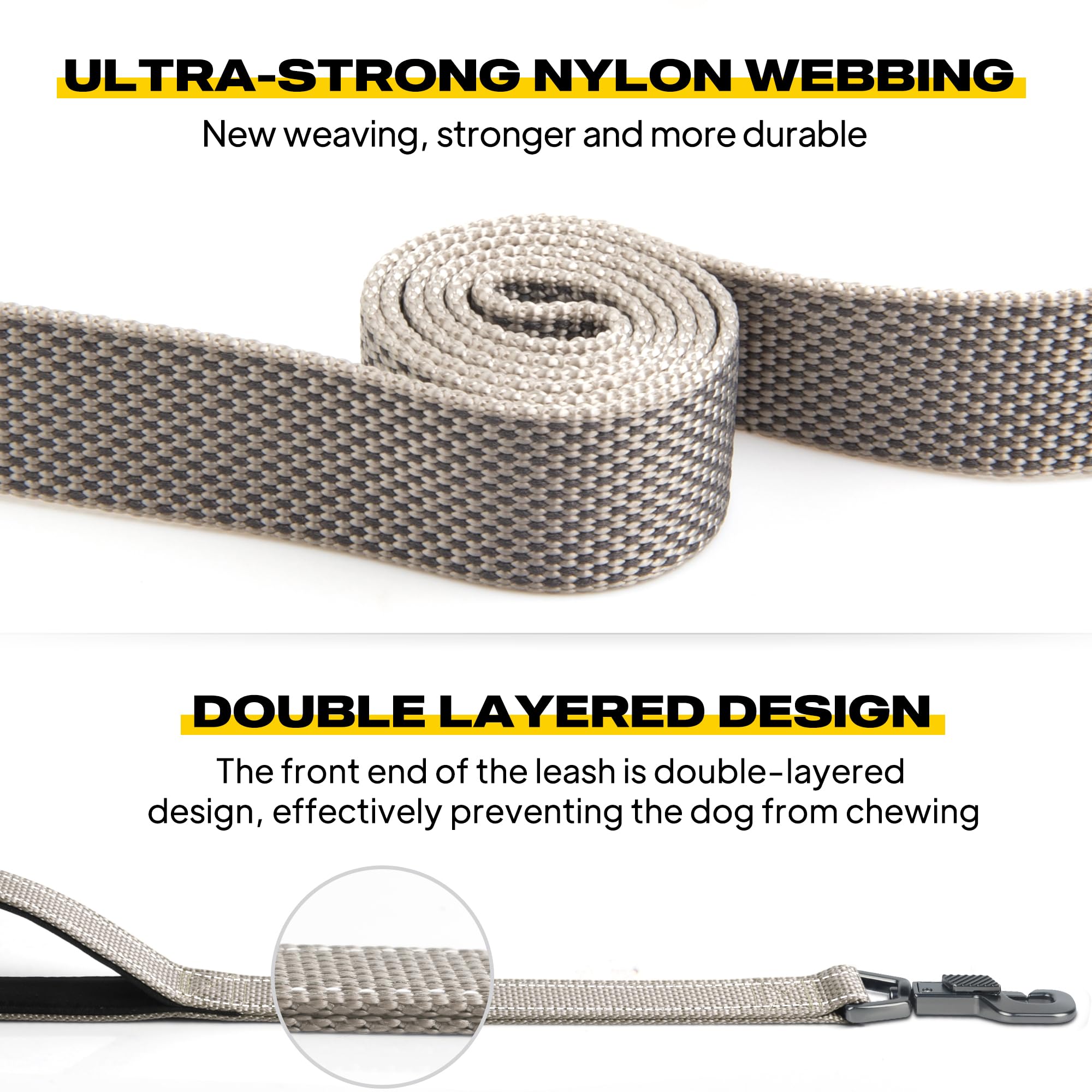 Fida 6 Ft Heavy Duty Dog Leash With 2 Comfortable Padded Handles, Traffic Handle & Advanced Easy Snap Hook, Reflective Walking L