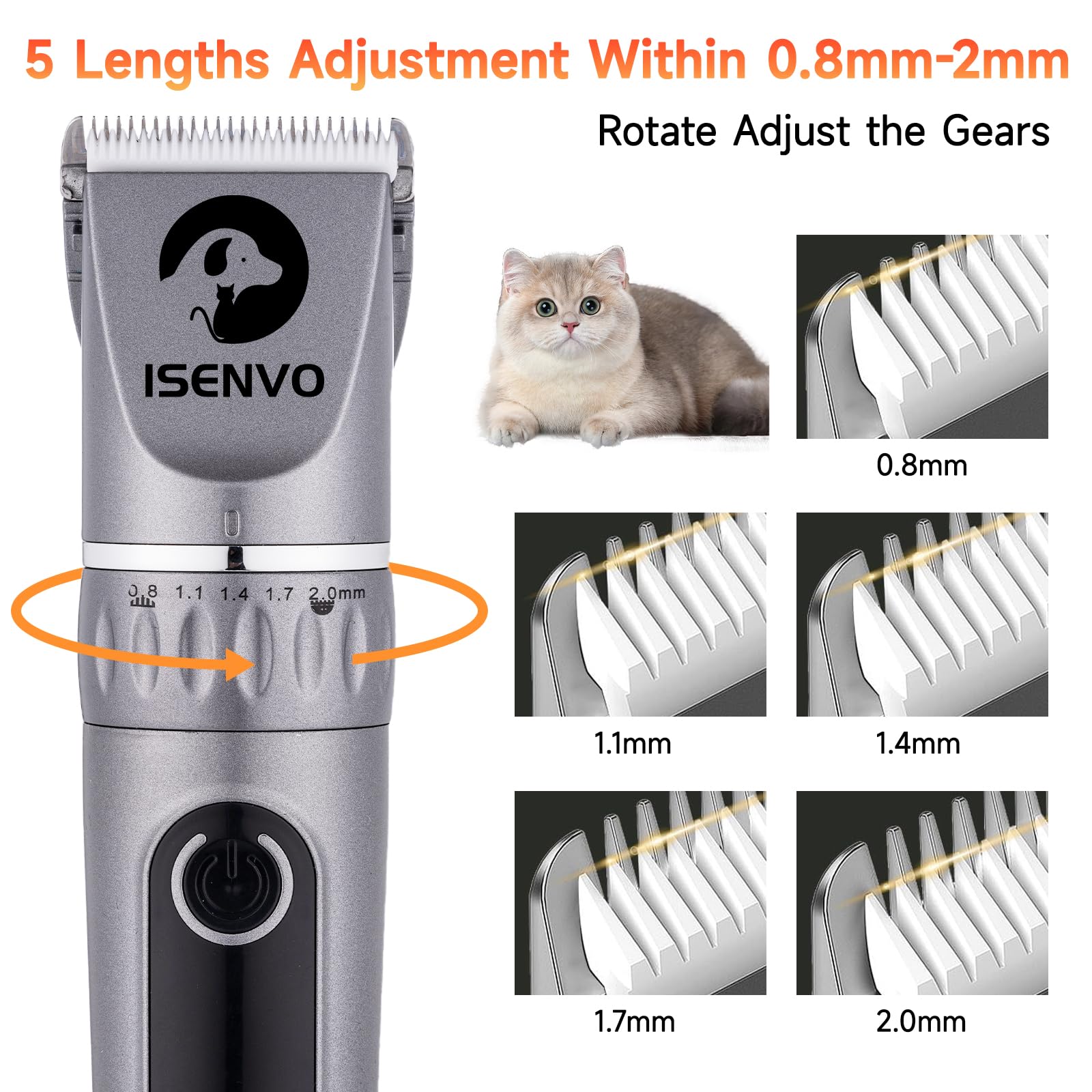 Dog Clippers For Grooming, Dog Grooming Kit For Heavy Thick Coats, Rechargeable Dog Clippers, Low Noise, Cordless, Dog Grooming