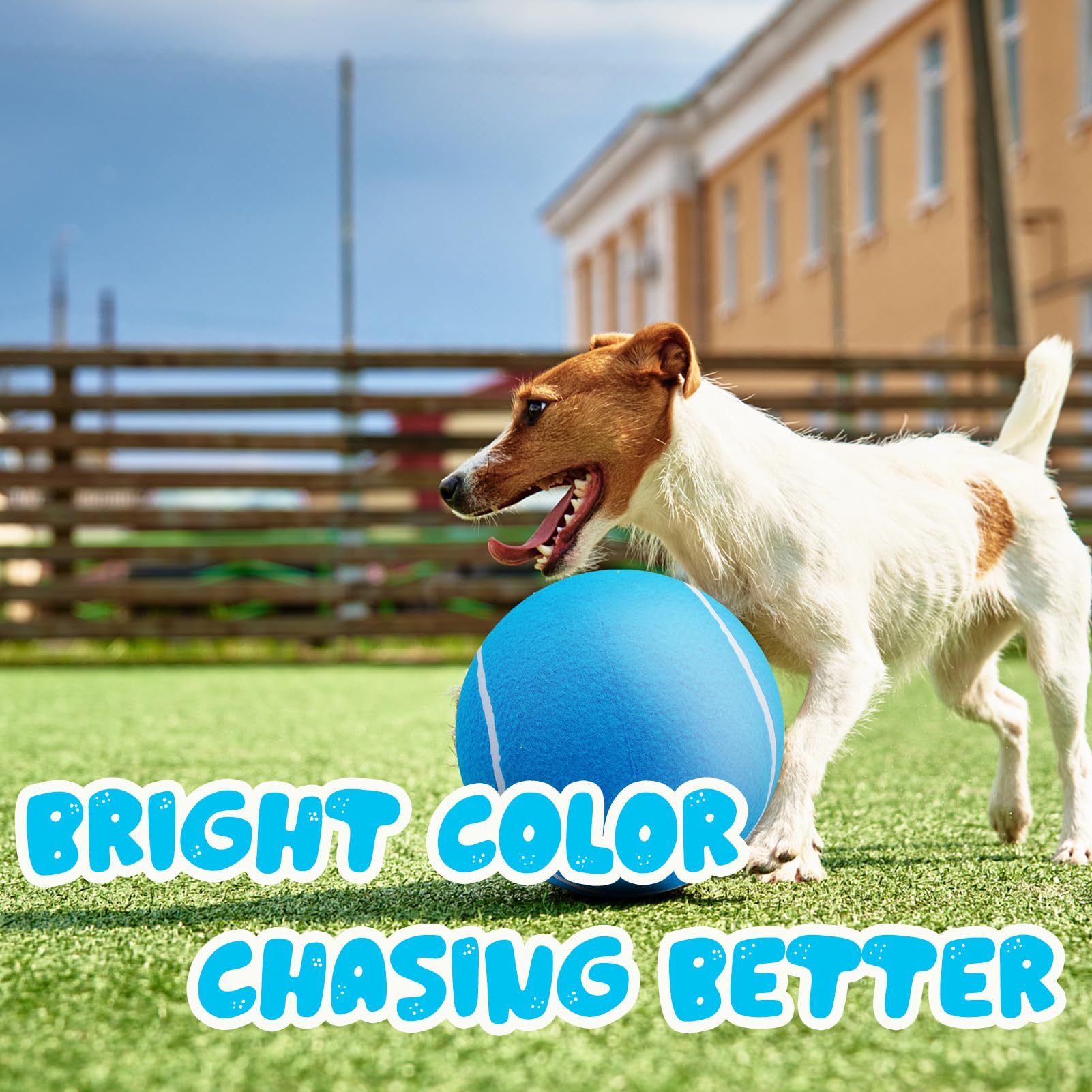 Large Dog Tennis Ball,9.5'' Giant Doy Sport Ball Toy,Pet Birthday Gifts Interactive Dog Toys For Small Medium Large Dog (Sky Blu