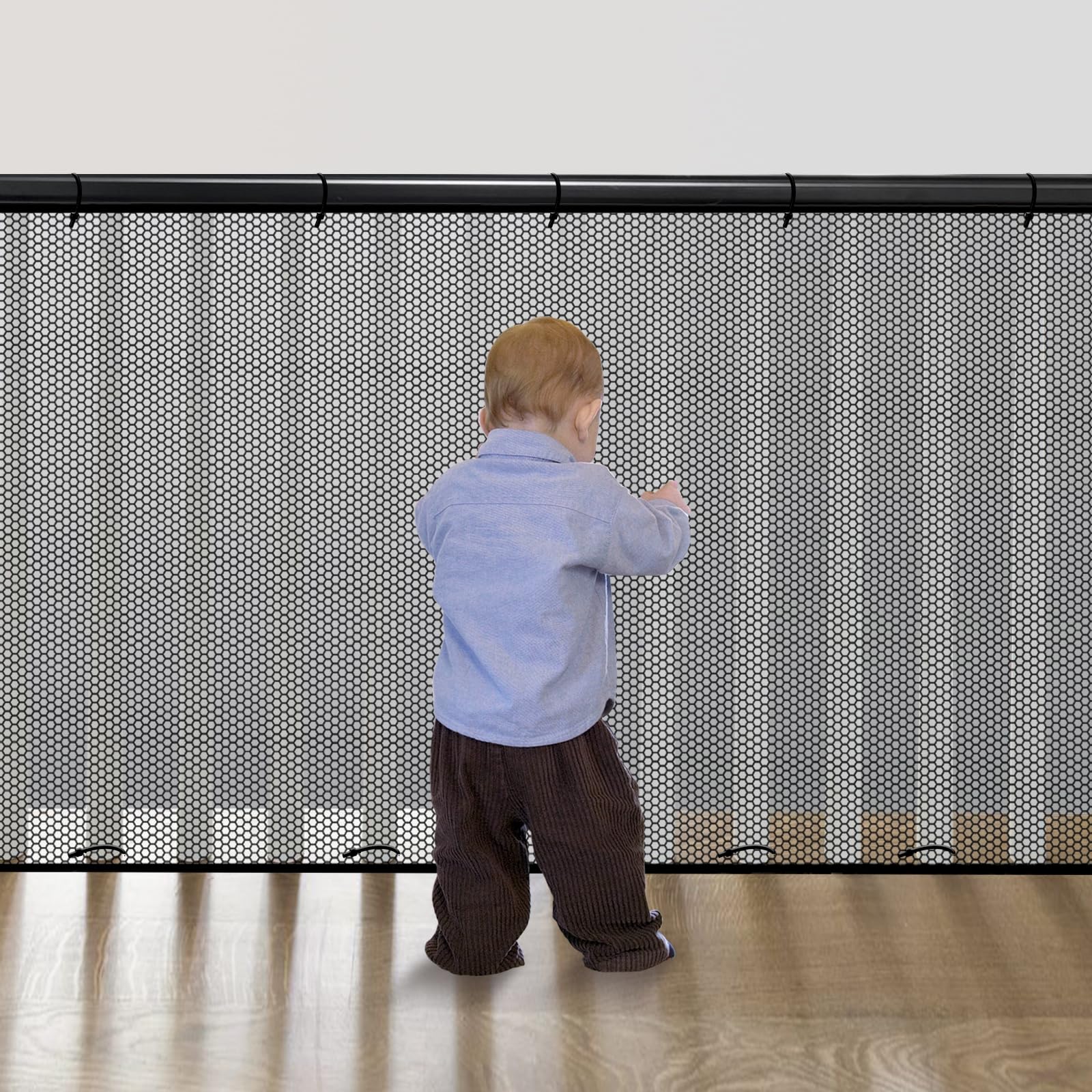 Cupount Banister Guard for Baby- Balcony Safety Netting for Pets - Stair Railing Baby Proof - Baby Gate for Stairs (Black, 120x4