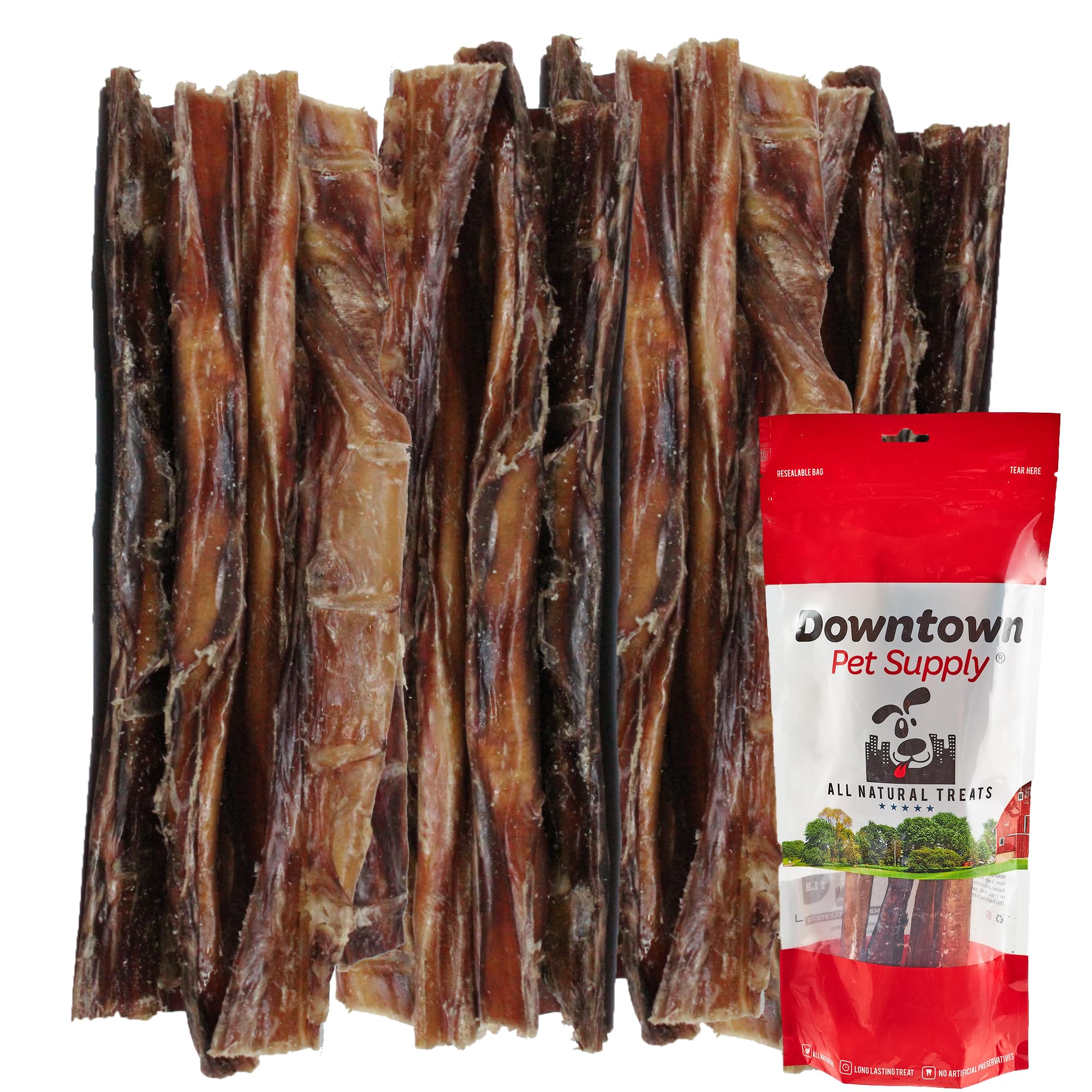 Downtown Pet Supply USA-Made 12-inch Bully Sticks for Dogs, 0.5 LB - No Hide Dog Chews Long Lasting and Non-Splintering - Nutrie