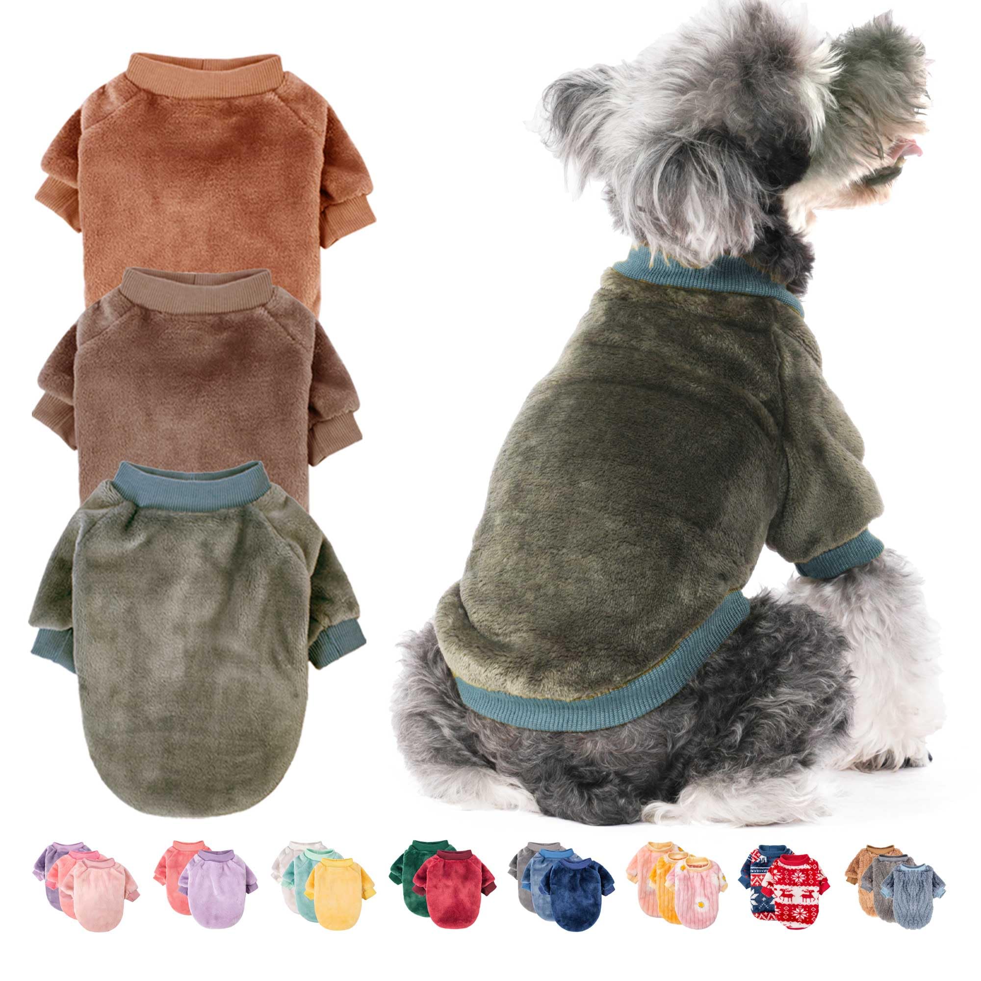 Fabricastle Small Dog Sweaters, 3-Pack Dog & Cat Clothes, Soft And Warm Pet Jackets For Small Dogs Boy & Girl, Winter Pet Appare