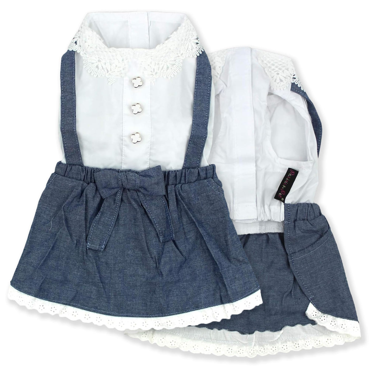 Parisian Pet Chambray Overall Dress - Lightweight And Fashionable Summer Clothes For Large Dogs - Sleeveless Overalls For Girl X