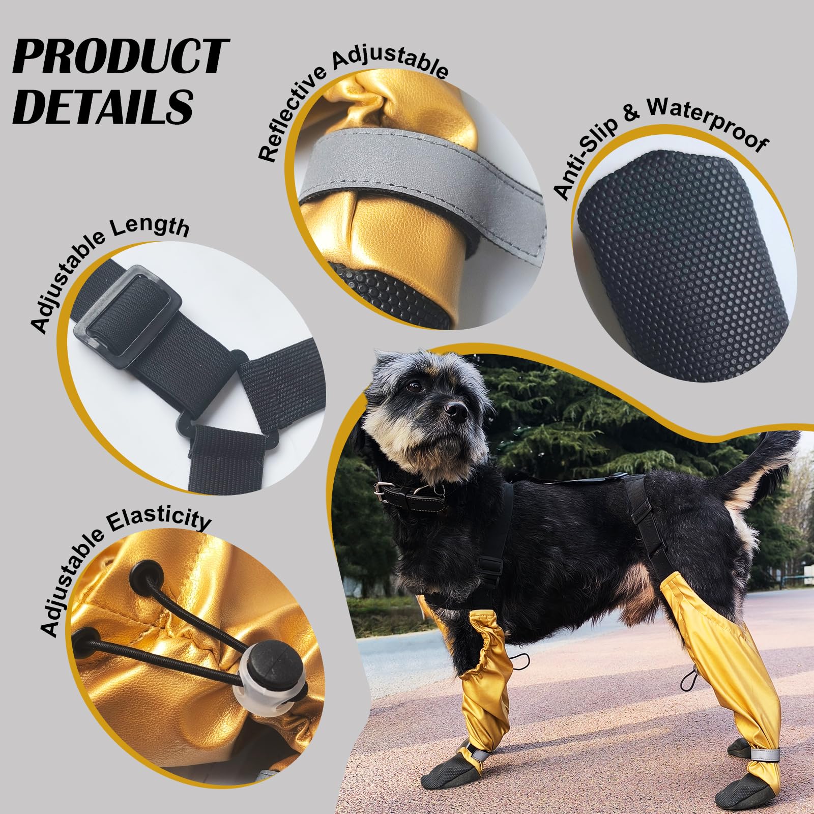 Outdoor Waterproof Dog Boots, Dog Paw Protector For Small Medium Dogs, Dog Shoes Nonslip For Snow Rain, Anti-Slip Dog Shoes With