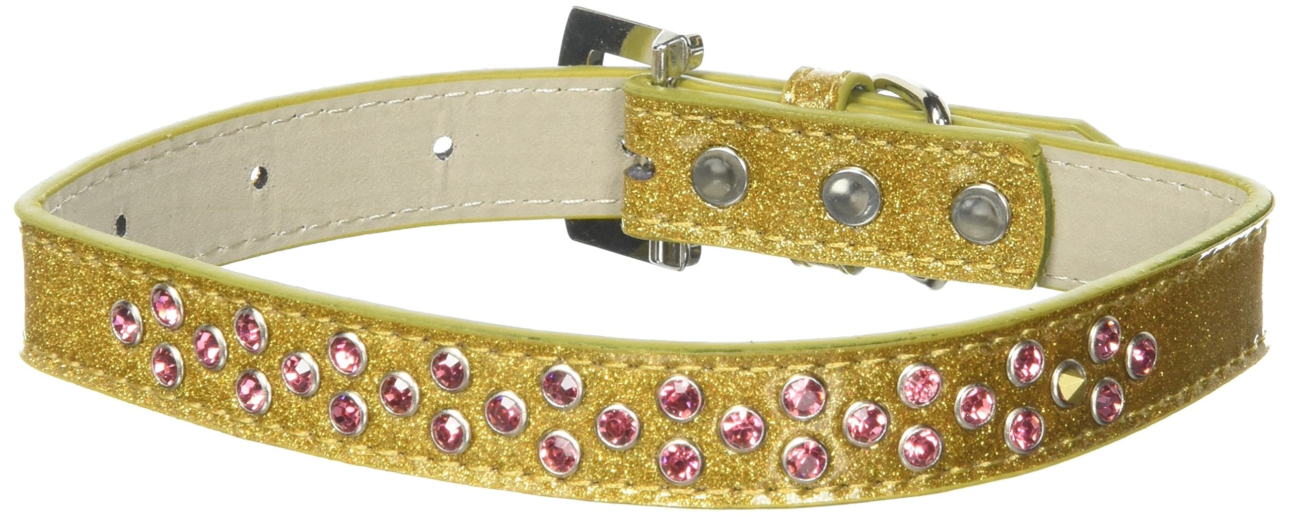 Mirage Pet Products Sprinkles Ice Cream Dog Collar with Bright Pink Crystals, Size 18, Gold