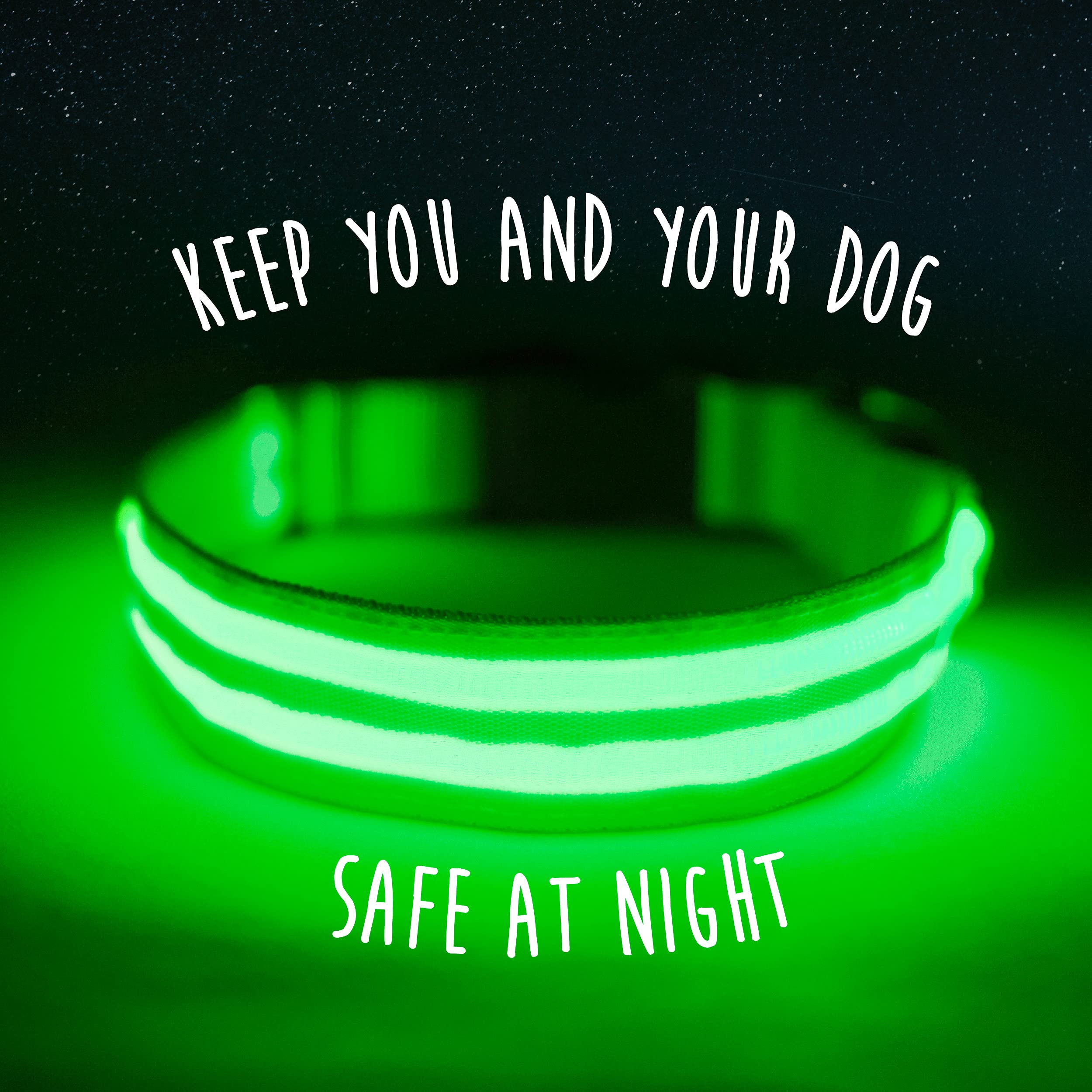 Mighty Paw Led Dog Collar - Usb Led Rechargeable - Usb Rechargeable Light - High Visibility Glow Strips - Glow Pet Weather Resis