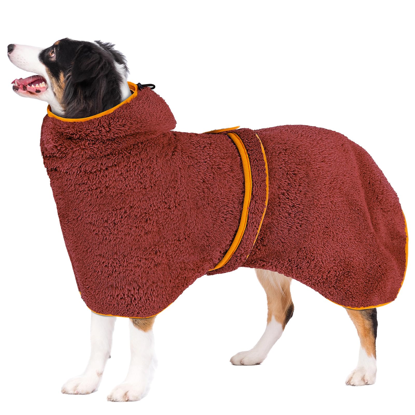 Bienbee Soft Dog Bathrobe,Super Absorbent & Quick-Drying Dog Robe With Hood, Cozy Drying Coat For After Bath, Red Xxl