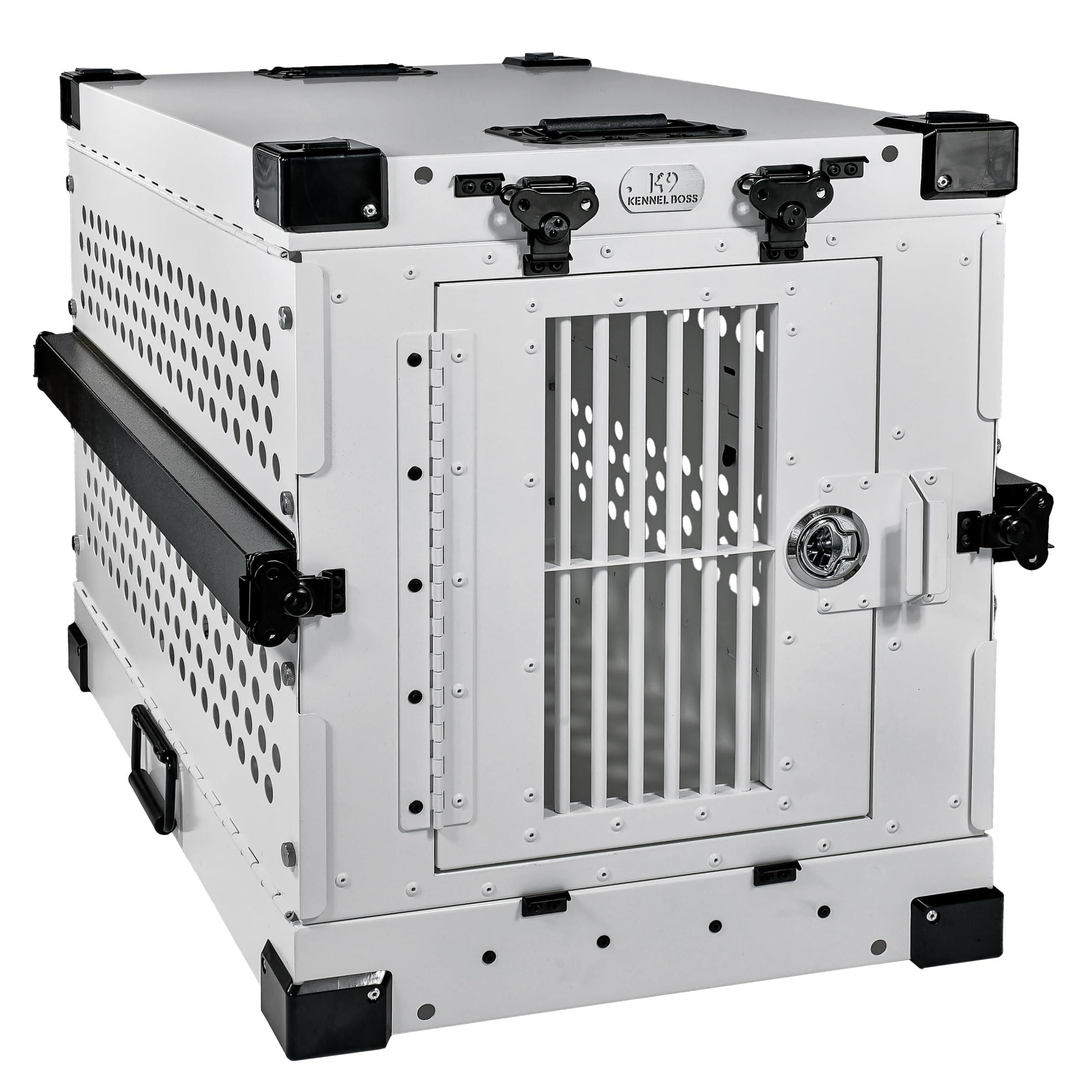 K9 Kennel Boss - Heavy Duty Fully Collapsible Powder-Coated Aluminum Dog Crate - Small (White)