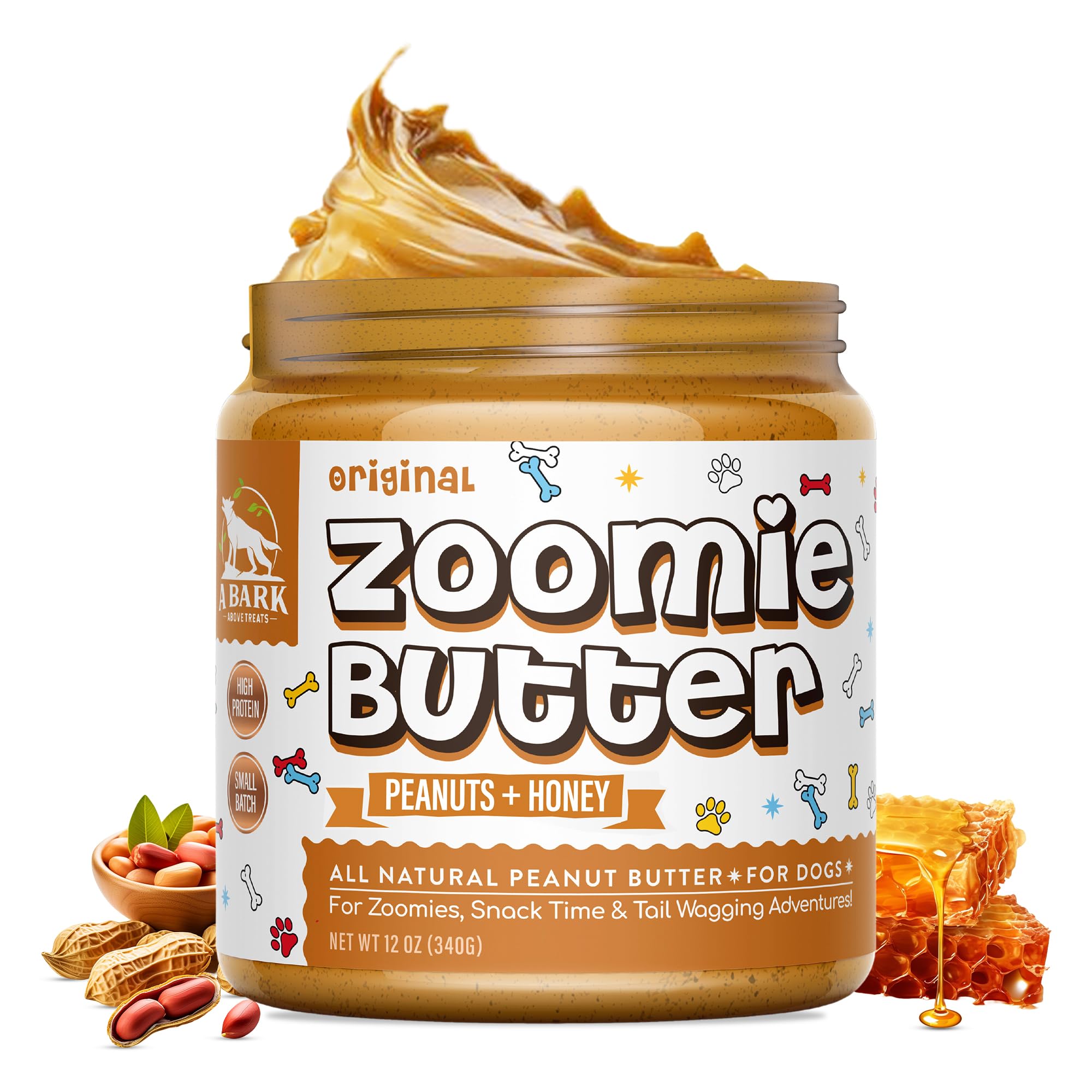Zoomie Butter Original All Natural Dog Peanut Butter Spread. Human Grade, Healthy Dog Treat/Dog Food. Peanuts & Honey for Puppy 