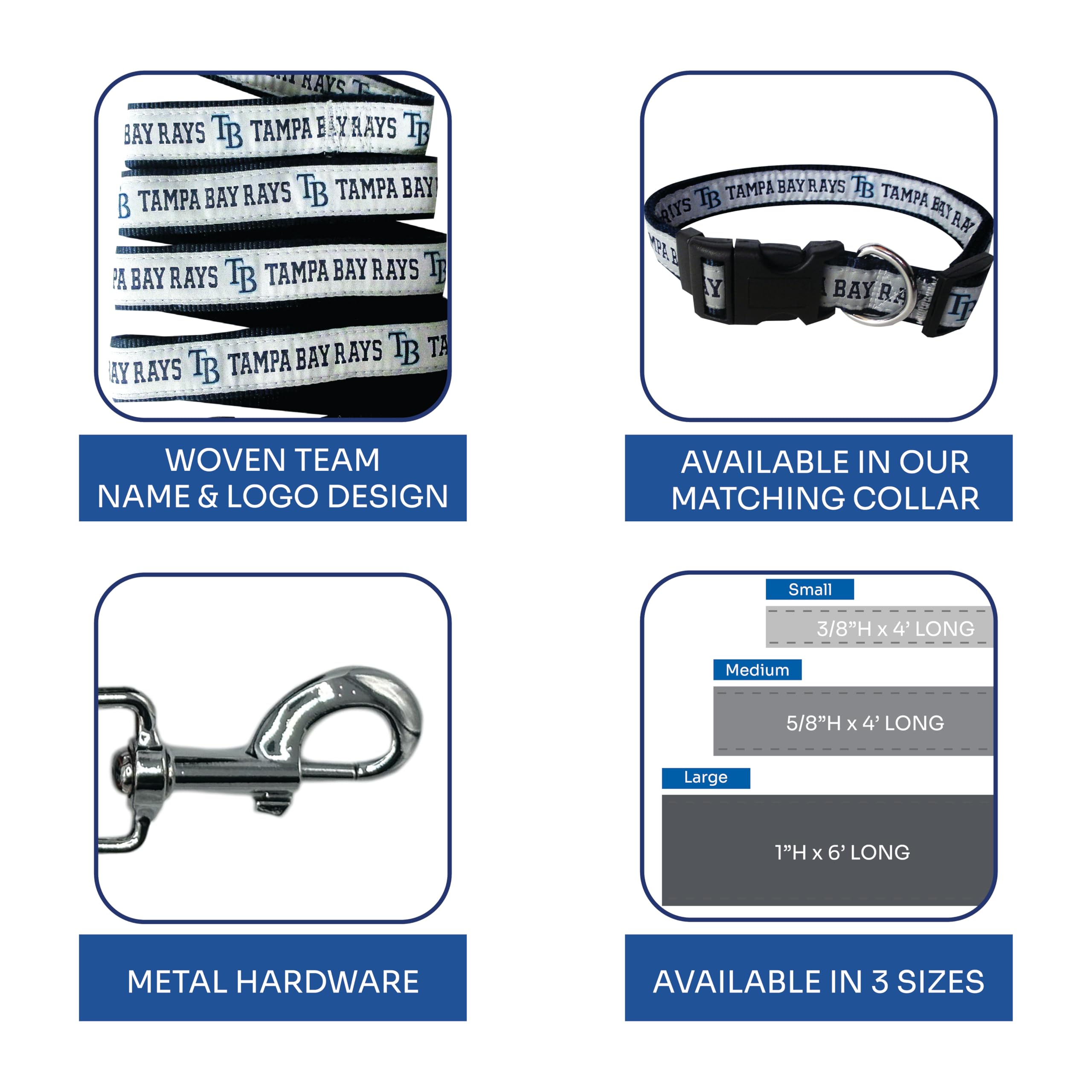 Mlb Tampa Bay Rays Dog Leash, Large