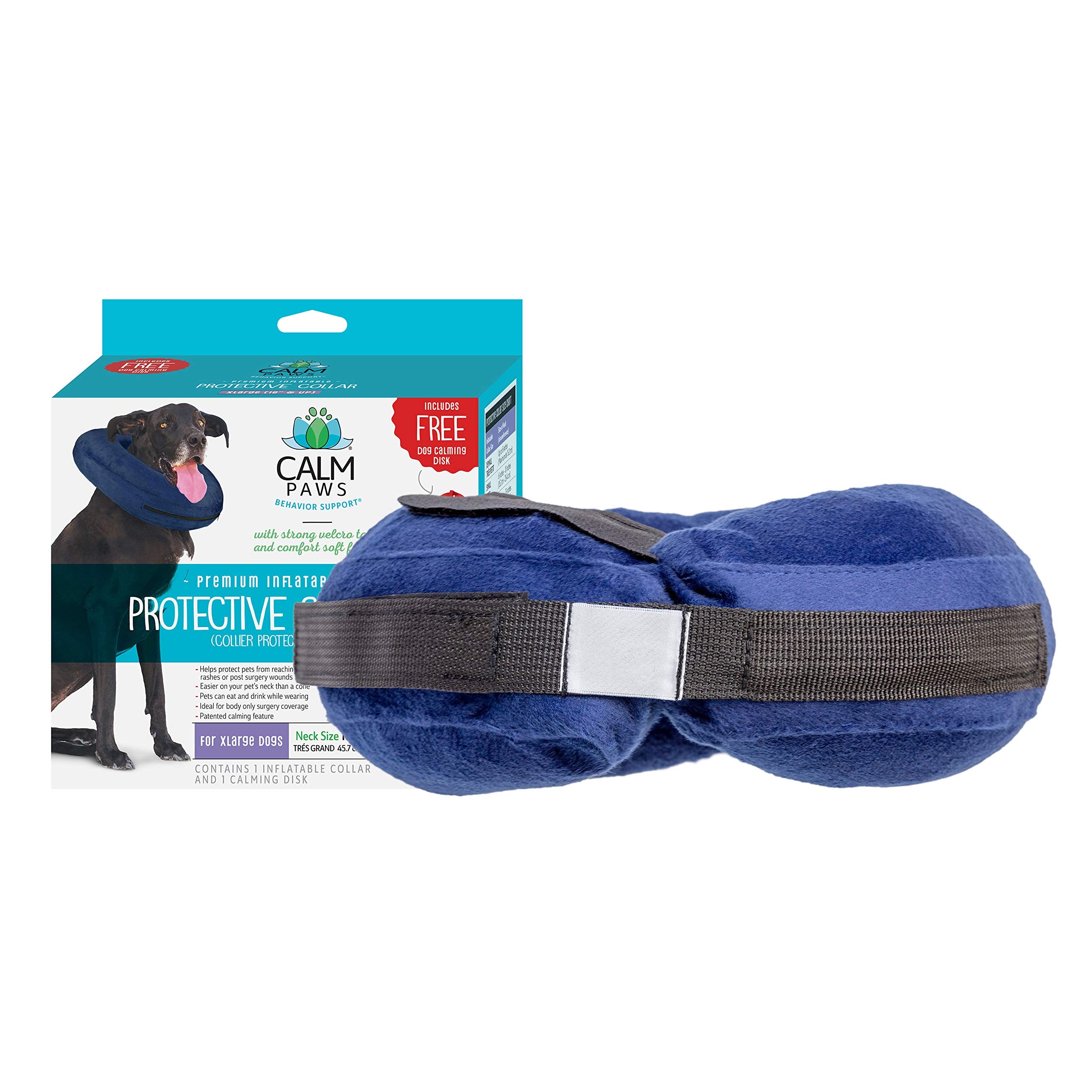 Calm Paws Behavior Support Protective Inflatable Collar XLarge w/Dog Calming Disc