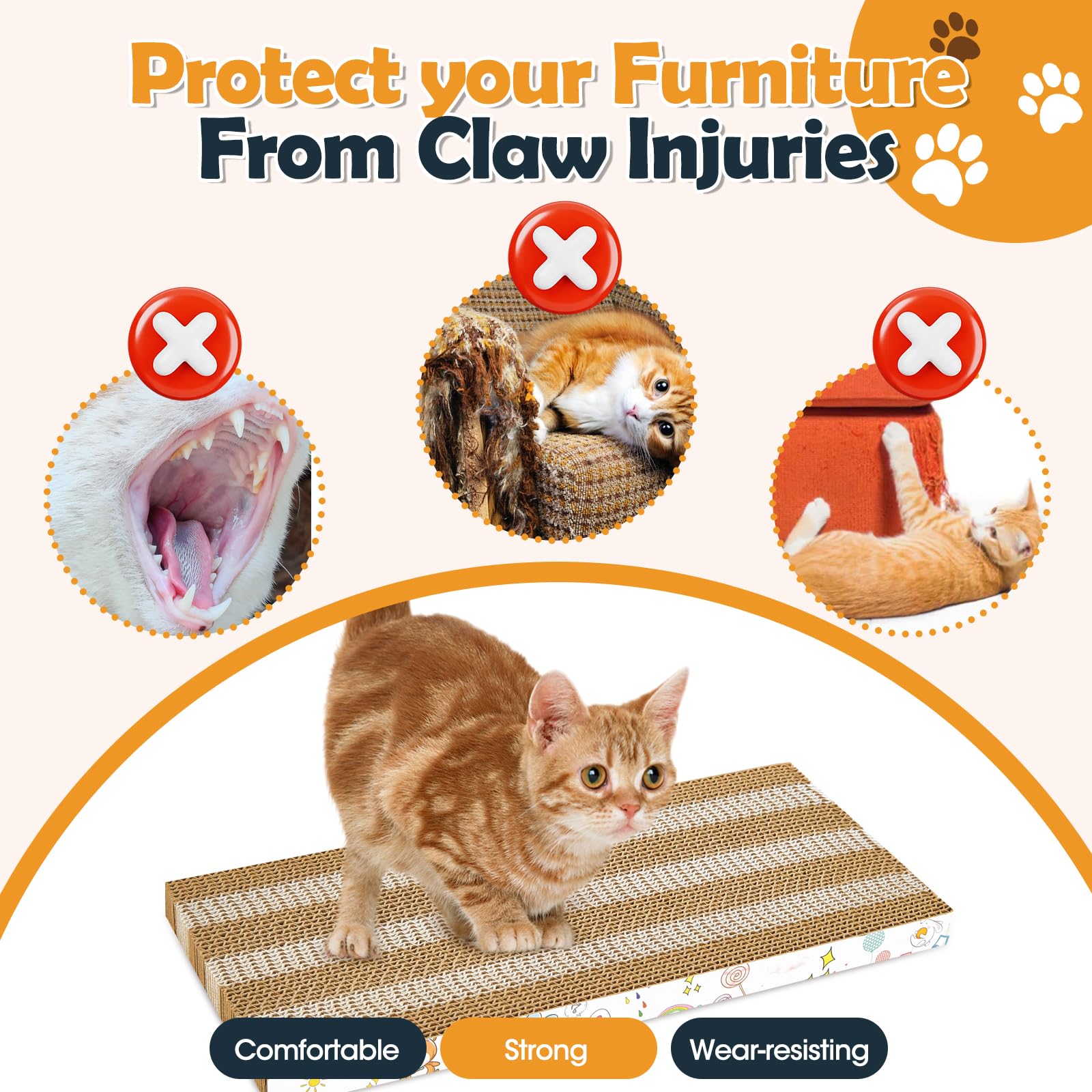 Two Color Splicing Cat Scratching Board, 2 Pcs, Cardboard Cat Scratchers For Indoor Cats, Cat Scratcher Cat Scratch Pad, Reversi