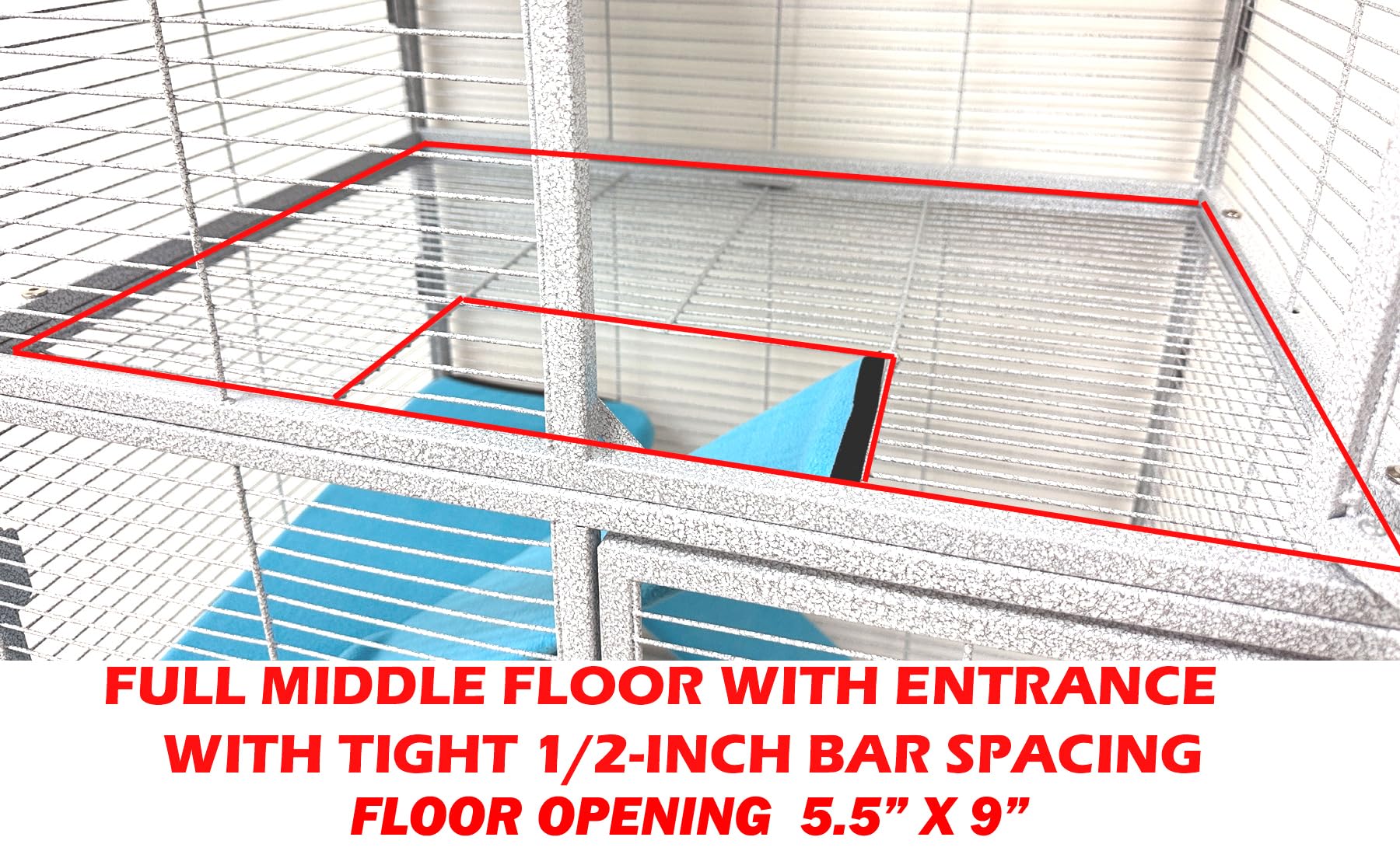 Large Deluxe Double Unit 4-Floors Tight 1/2-Inch Bar Spacing Durable Front Doors For Feisty Ferret Chinchilla Rat Mouse Hamster