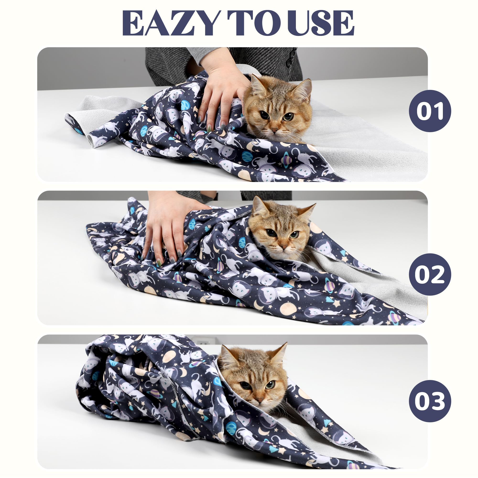 Poochies Sprouts 27.6'' Cat Wrap For Cutting Nails, Cat Restraint For Nail Clipping, Cat Swaddle Wrap, Cat Burrito Wrap Can Be A