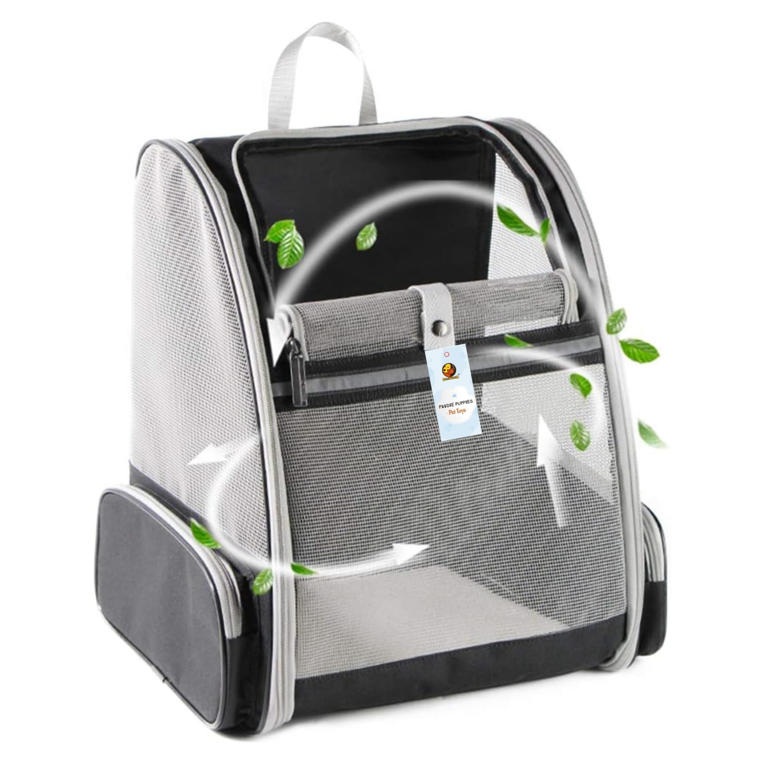 Foodie Puppies Pet Carrier Backpack With Ventilated Mesh Top - (42 X 33 X 22 Cm) (Zip Net Design) | Foldable Travel Bag For Cats