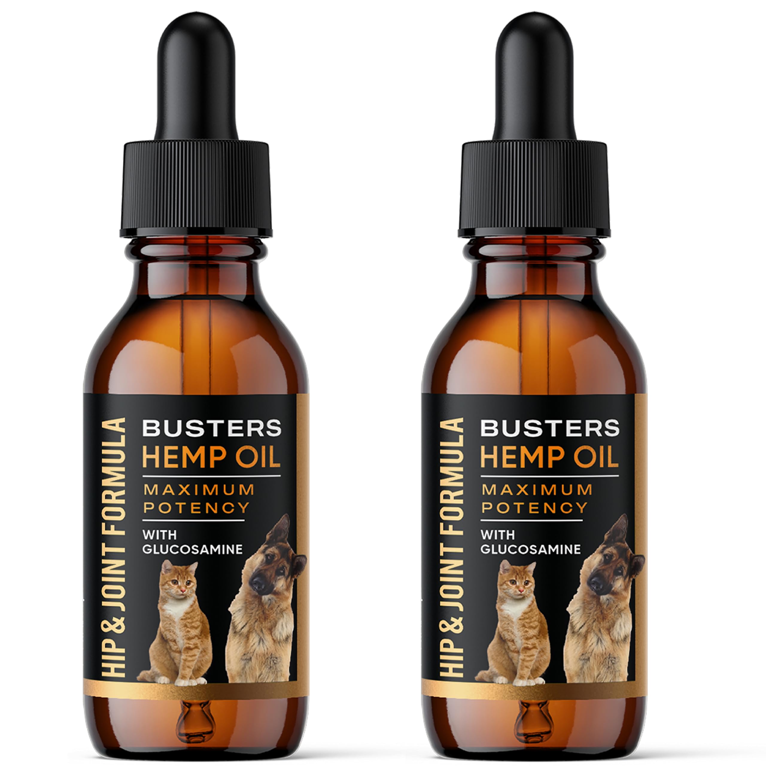 Busters Hip and Joint Hemp Oil for Dogs Formula with Glucosamine, 2Pack 2Month Supply, Soothing Relief for Cats, and Pets, Advan