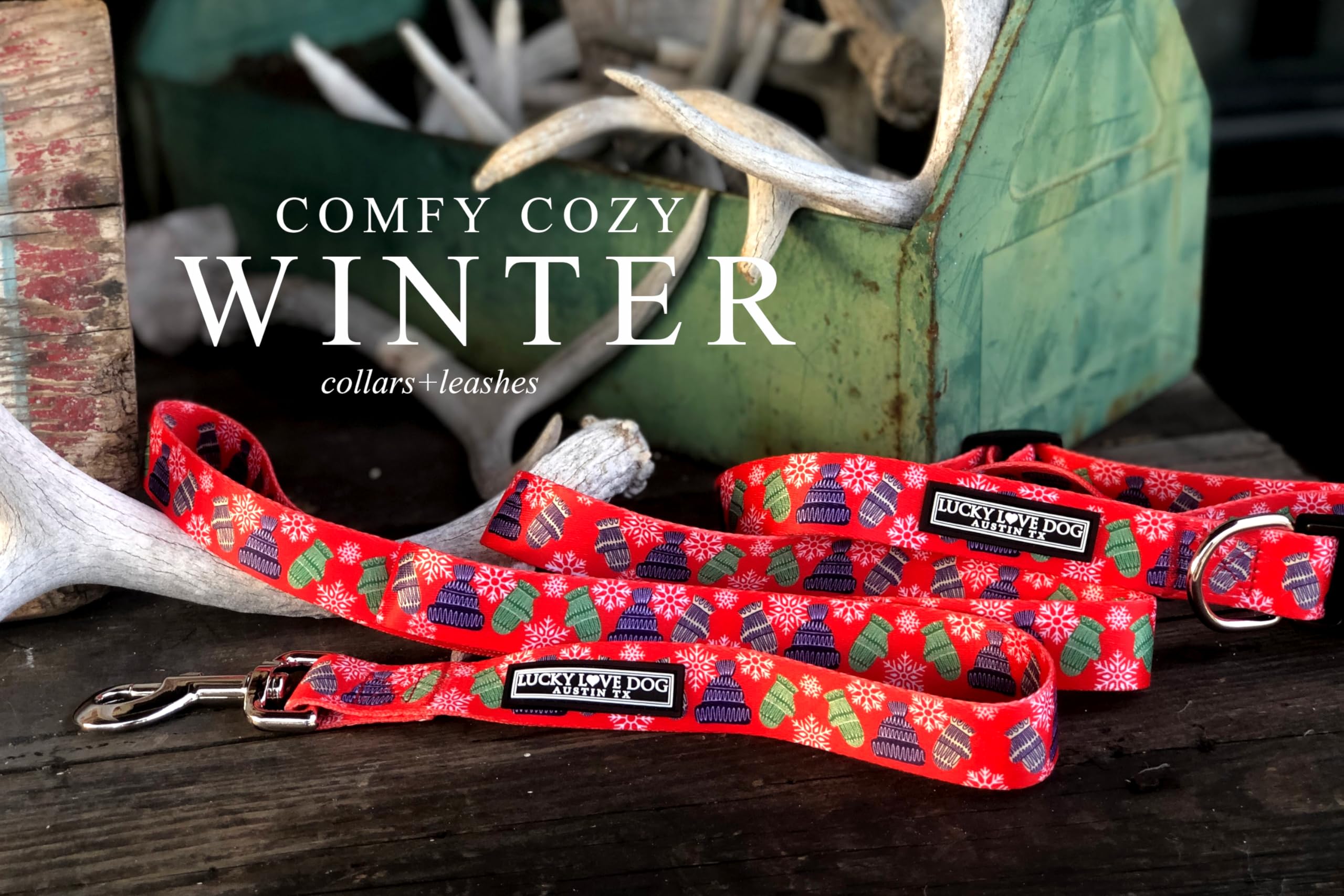 Lucky Love Dog Winter Stocking Caps And Mittens Dog Leash - Snowflakes Leash For Male And Female Dogs - Small, Chilly