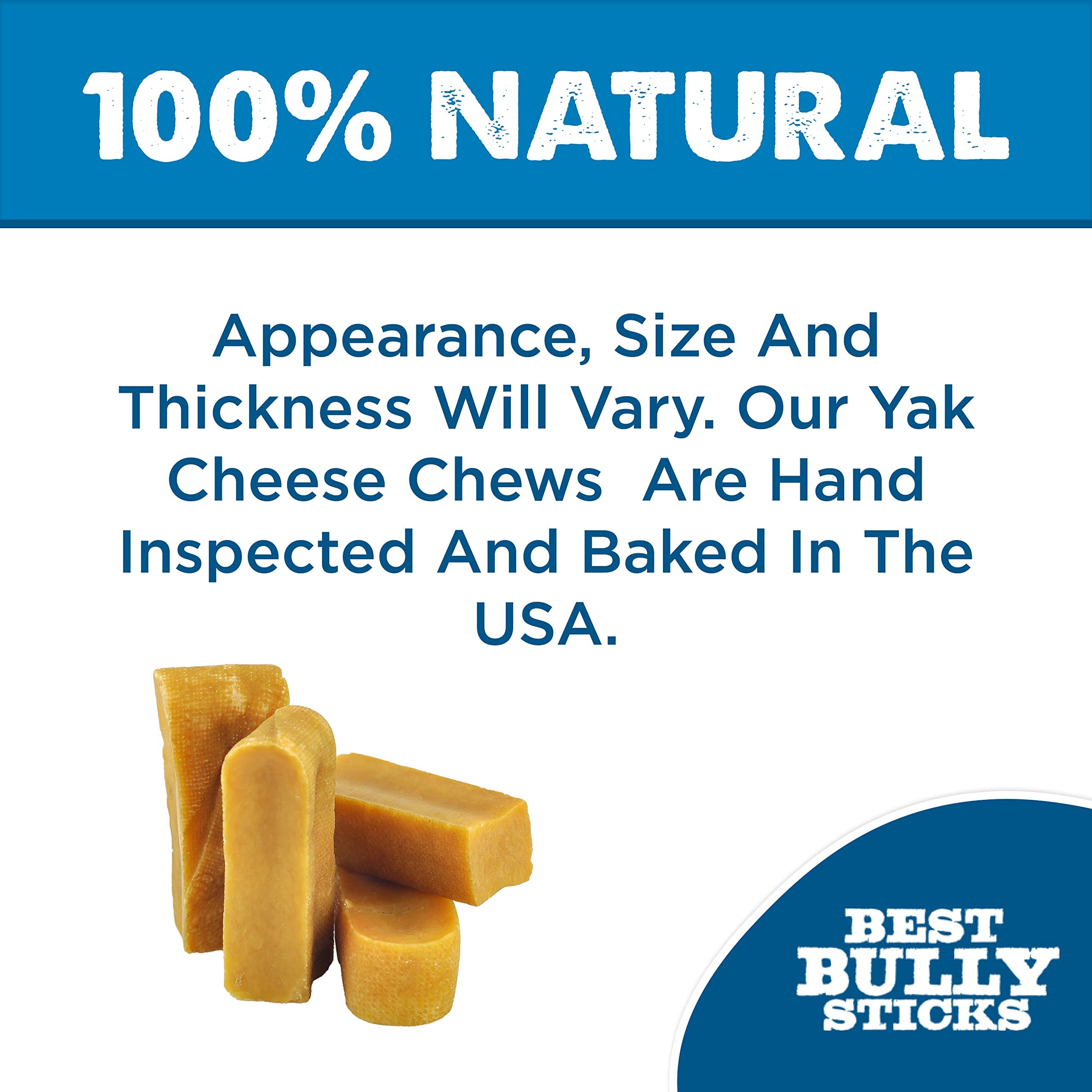 Best Bully Sticks Himalayan Yak Cheese for Dogs - Medium 4 Count (Pack of 1) - Natural, No Lactose, Odor Free, Long-Lasting Snac