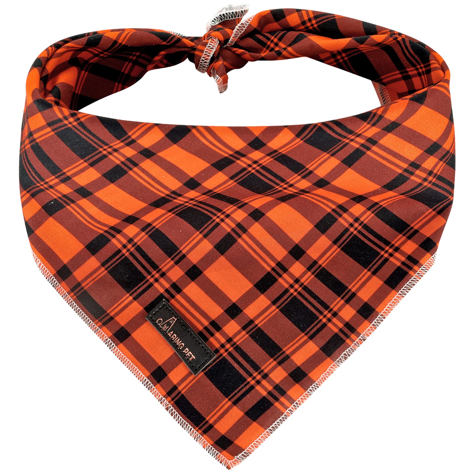 Aring Pet Dog Bandana-Cute Halloween Orange Grid Dog Bandanas, Soft Comfortable Fall Dog Scarf Dogs Triangle Bibs For Small To Large Boy Girl Dogs And Cats