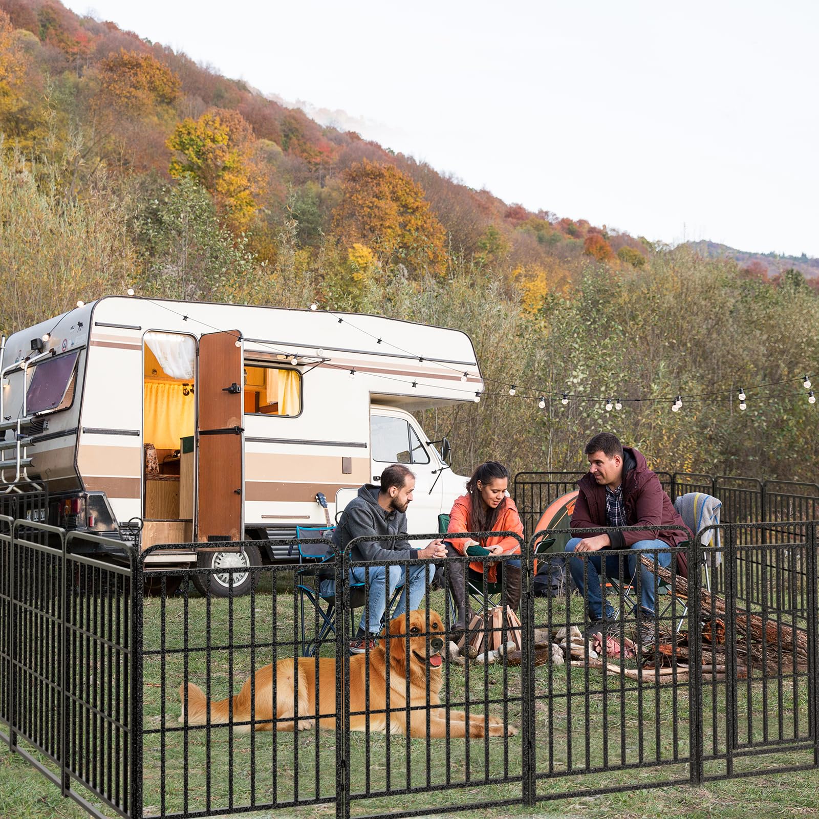 Dog Playpen Outdoor 24 Panels Heavy Duty Dog Fence 32'' Height With Thick Pipe Anti-Rust With Doors Portable For Rv Camping Yard