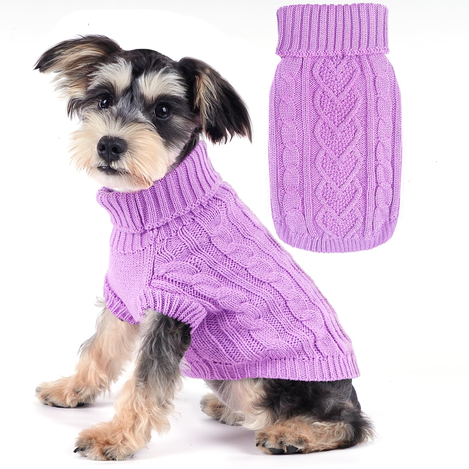 Dog Sweaters for Small Dogs Girl Twist Chihuahua Clothes Solid Small Dog Sweater with Heart Shape Pattern Dog Knitted Turtleneck