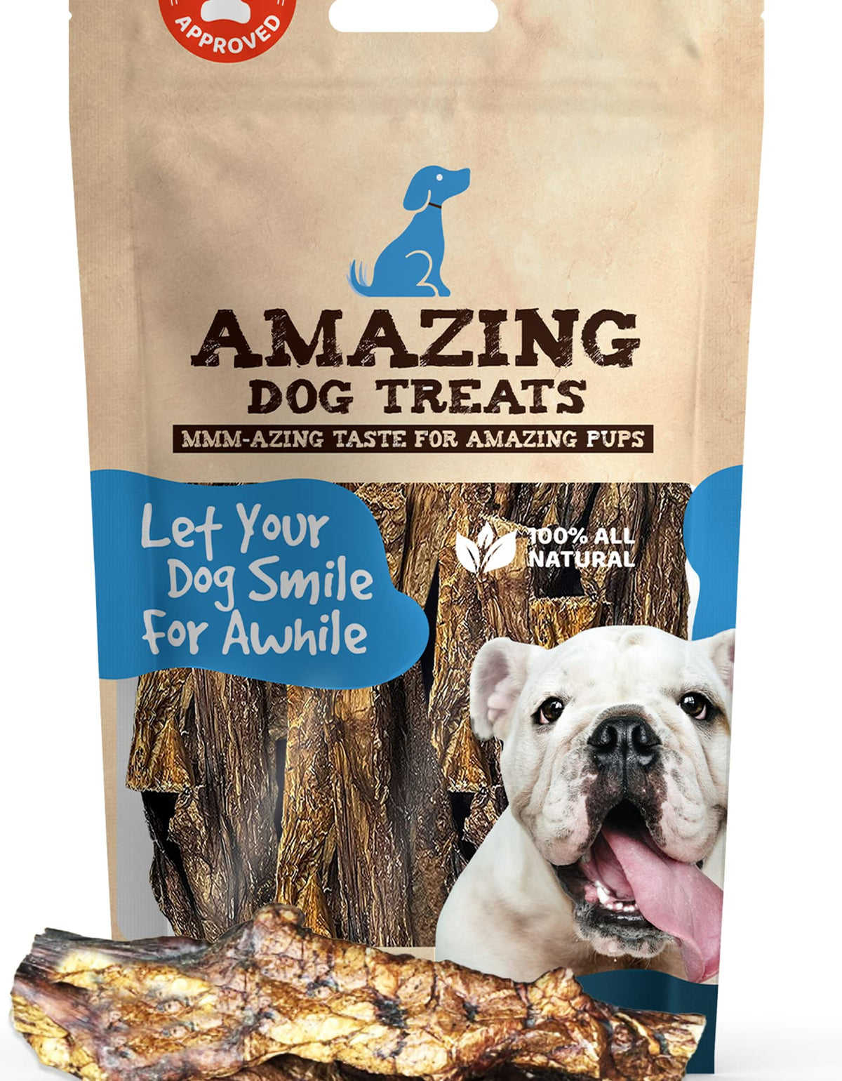 Amazing Dog Treats - 6 Inch Mega Thick Beef Lung Jerky Reward For Dogs | (10 Pc/Pk) | 100% Natural Beef Lung Snacks For Dogs | Single Ingredient High-Protein Low-Fat Grain-Free Beef Lung Dog Treats