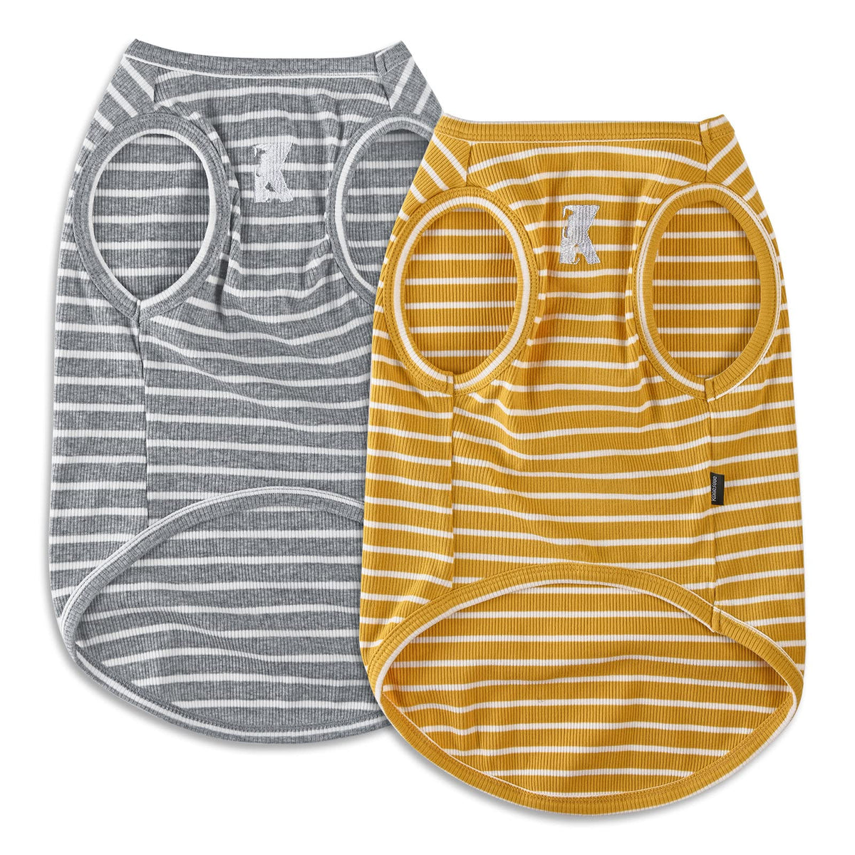 Koneseve Dog Shirt Vest Lightweight Stretchy Dog T-Shirts Soft Cool Shirts Sleeveless Stripe Vests Breathable Clothes For Puppy Kitty Cats Small Medium Large Dogs 2 Pack Yellow + Light Grey [ 4Xl ]