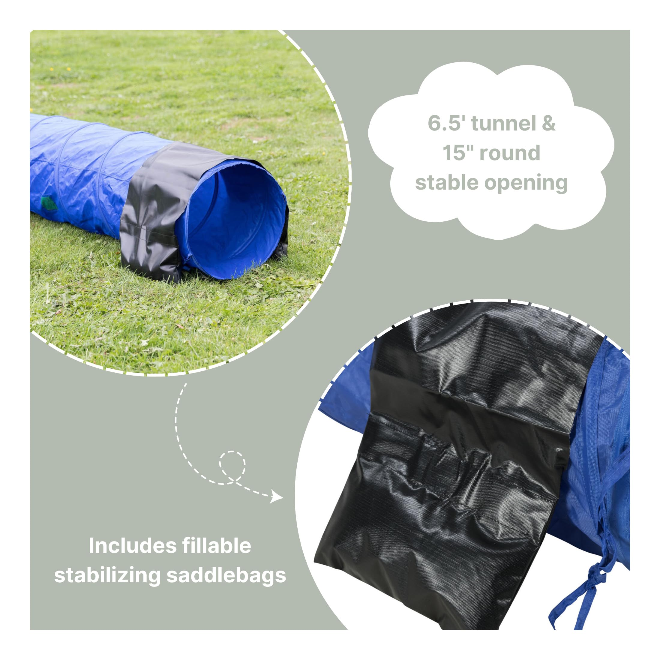 TRIXIE Dog Agility Tunnel- Dog Tunnel for Small Dogs or Cats Agility Training, Portable Dog Tunnel 78.7 in Long & 15.7 in Diamet