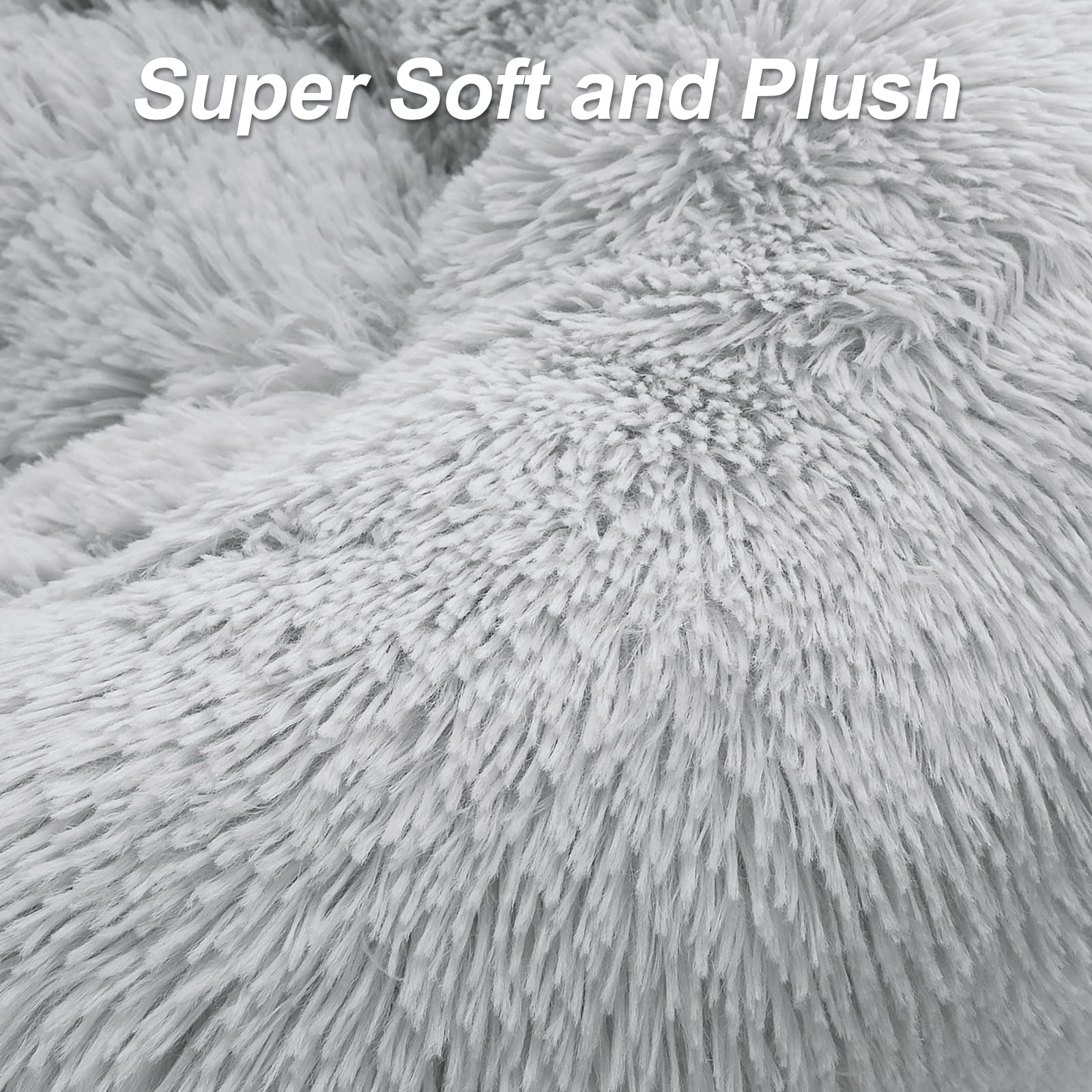 Mixjoy Comfortable Donut Cuddler Round Dog Bed Ultra Soft Washable Dog And Cat Cushion Bed (23', Grey)