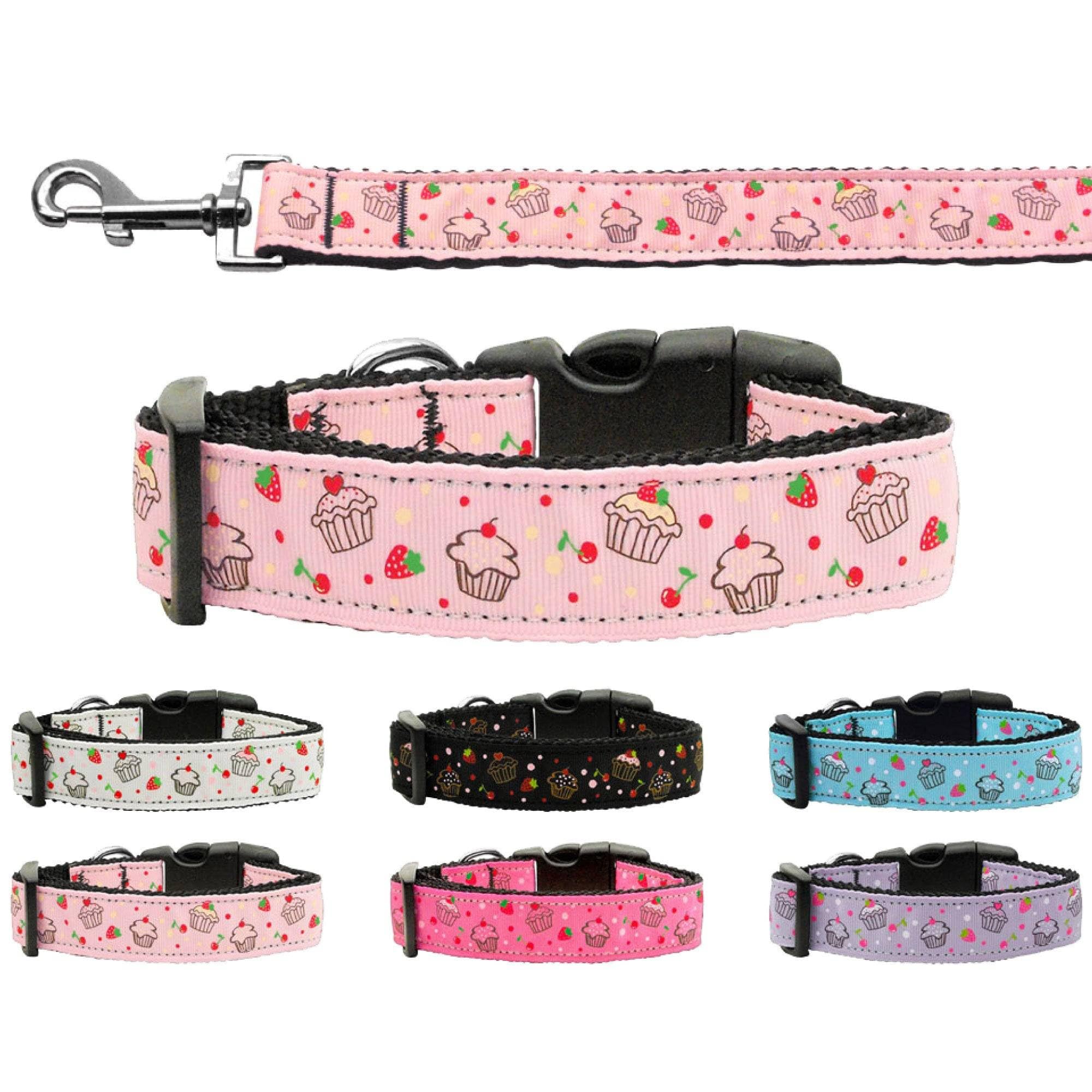 Mirage Pet Products Cupcakes Nylon Ribbon Collar for Pets, Medium, Black