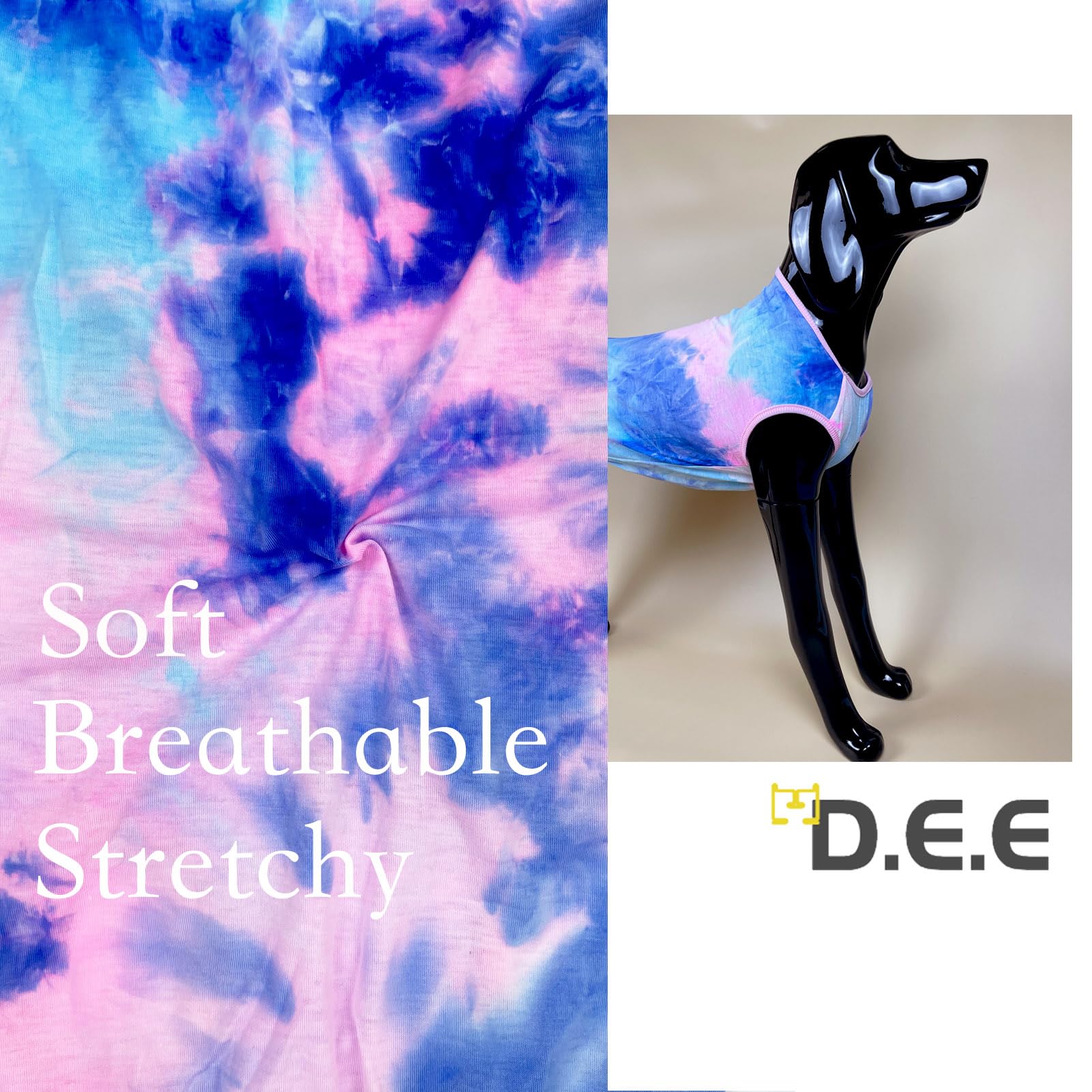 D.E.E Cotton Dog Shirts Large Tie Dye Dog Clothes Lightweight Girl Boy Big (Vestpink, L(19.6' Back 23.6' Chest))