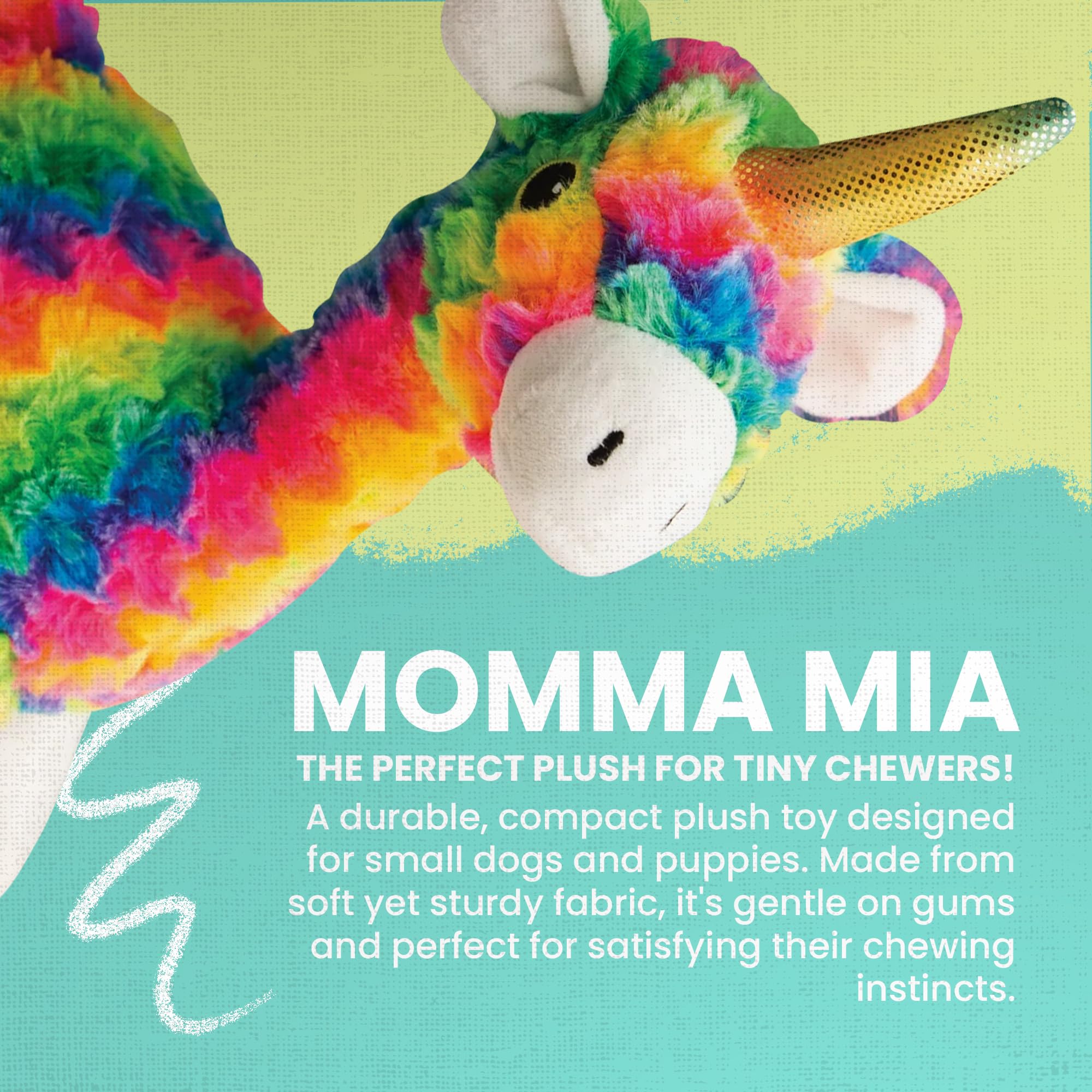 Snugarooz Momma Llama Plush Dog Toy With Repair Patch – Soft Tie Dye Fabric - Crinkle & Squeakers - Cuddly Fun With Iridescent Unicorn Horn