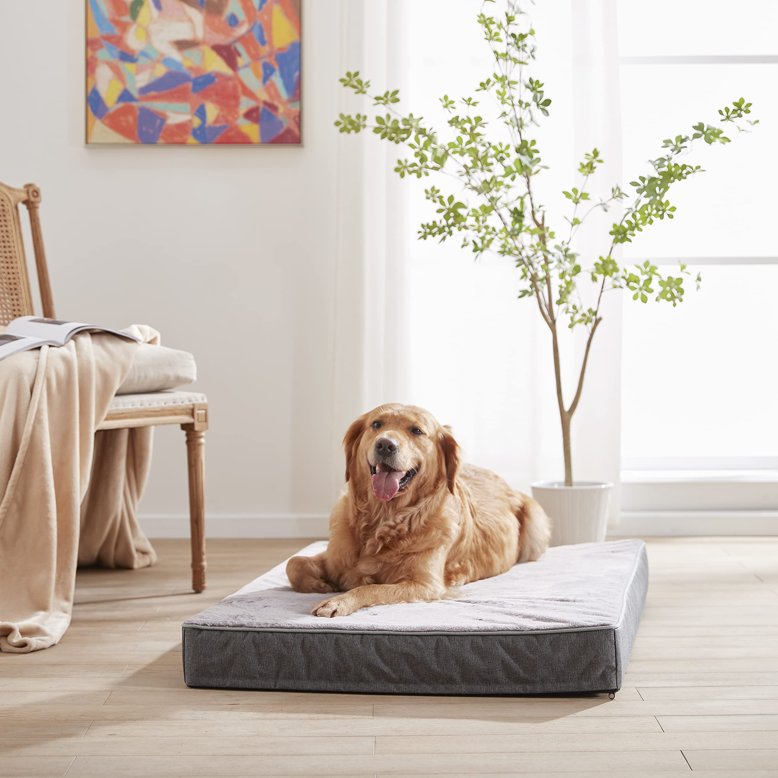 Gohoo Pet Orthopedic Memory Foam Dog Bed, Cooling Dog Beds Waterproof Pet Bed For Crate With Removable Washable Cover, L(35Inch,